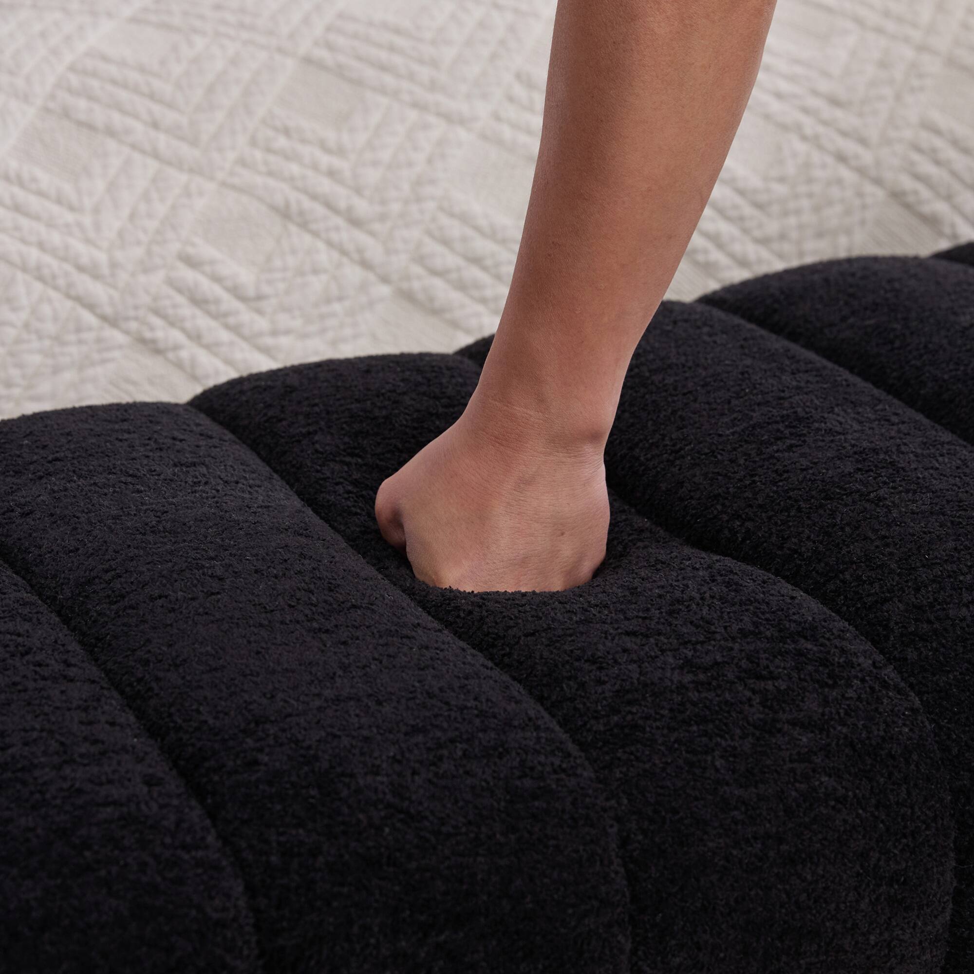 Alt View 5. GOODSILO - Modern Upholstered Armless Bed Bench with Channel Tufted Design, Multi-Functional Chenille Ottoman Foot Stool - Black.