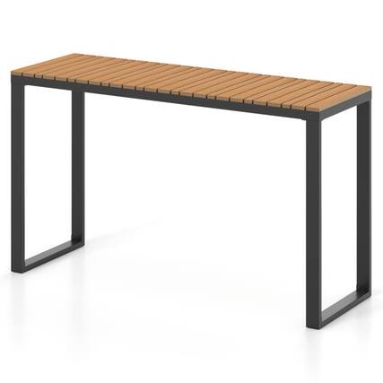 Front. Kadyn - Patio Dining Tables,Patio Tables,Outdoor Rectangle Console Table with Long-Lasting WPC Tabletop - Brown.