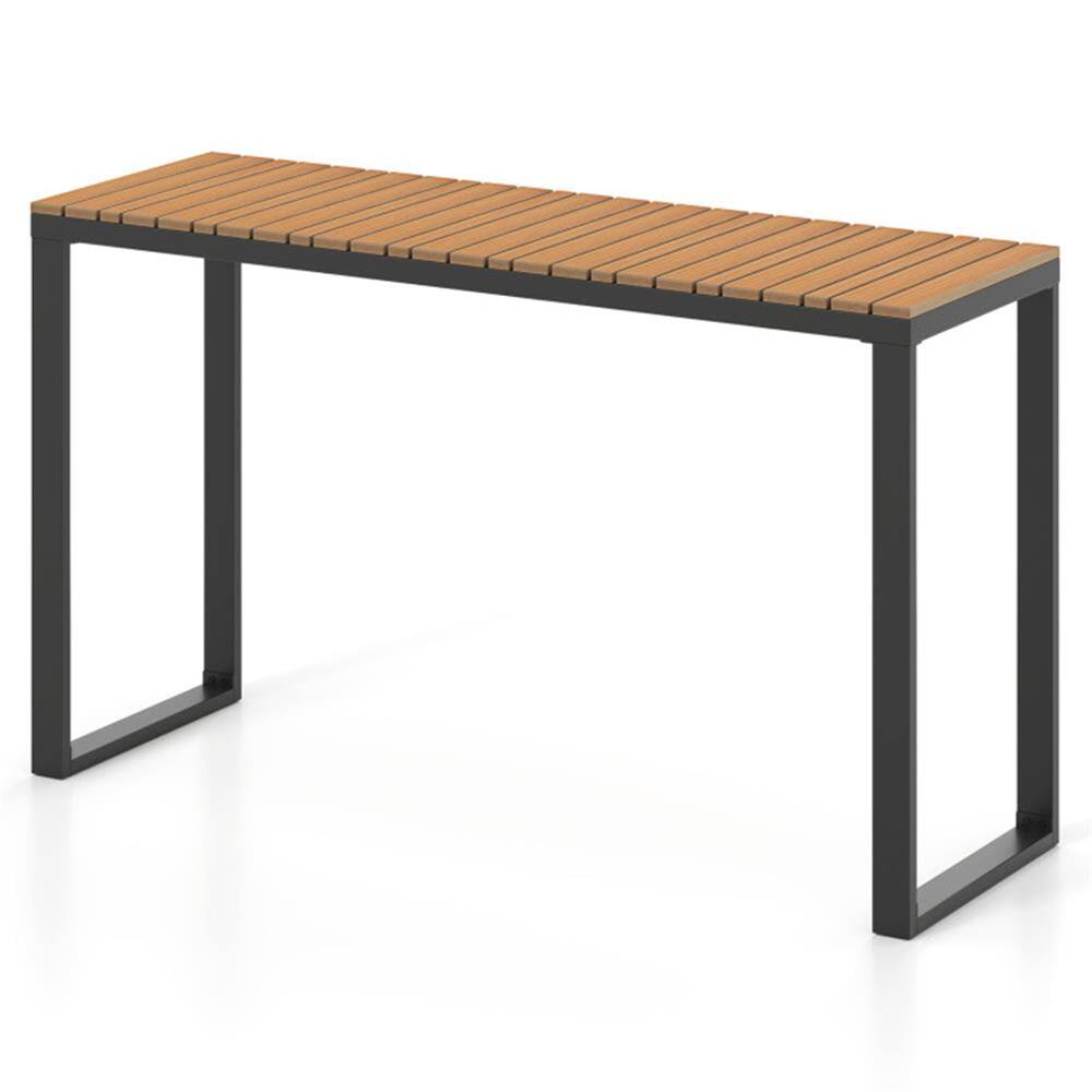 Front. Kadyn - Patio Dining Tables,Patio Tables,Outdoor Rectangle Console Table with Long-Lasting WPC Tabletop - Brown.