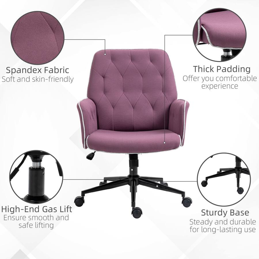 Vinsetto Spandex Home Office Chair, Tufted Height Adjustable Computer ...