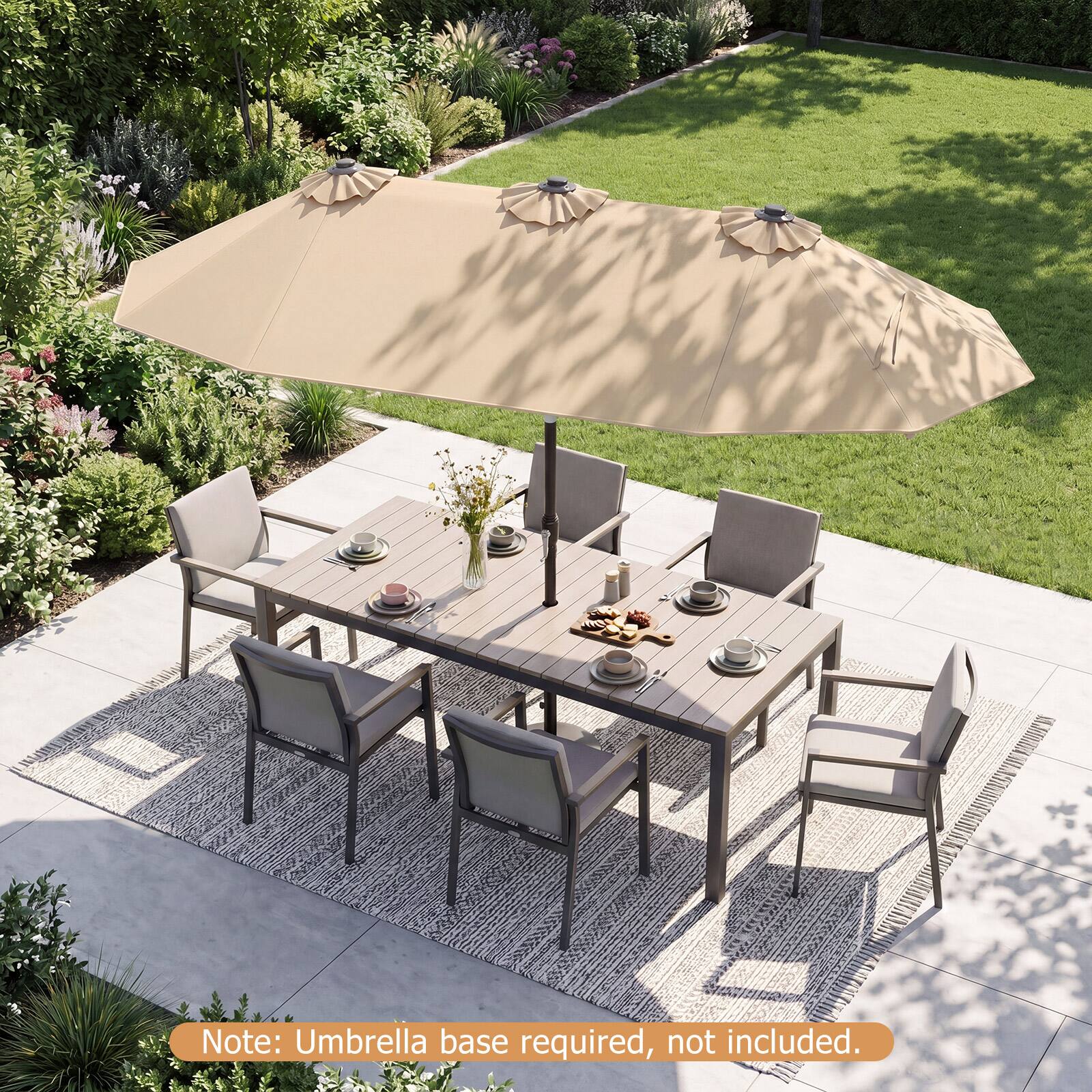 Note: Umbrella base required, not included.
