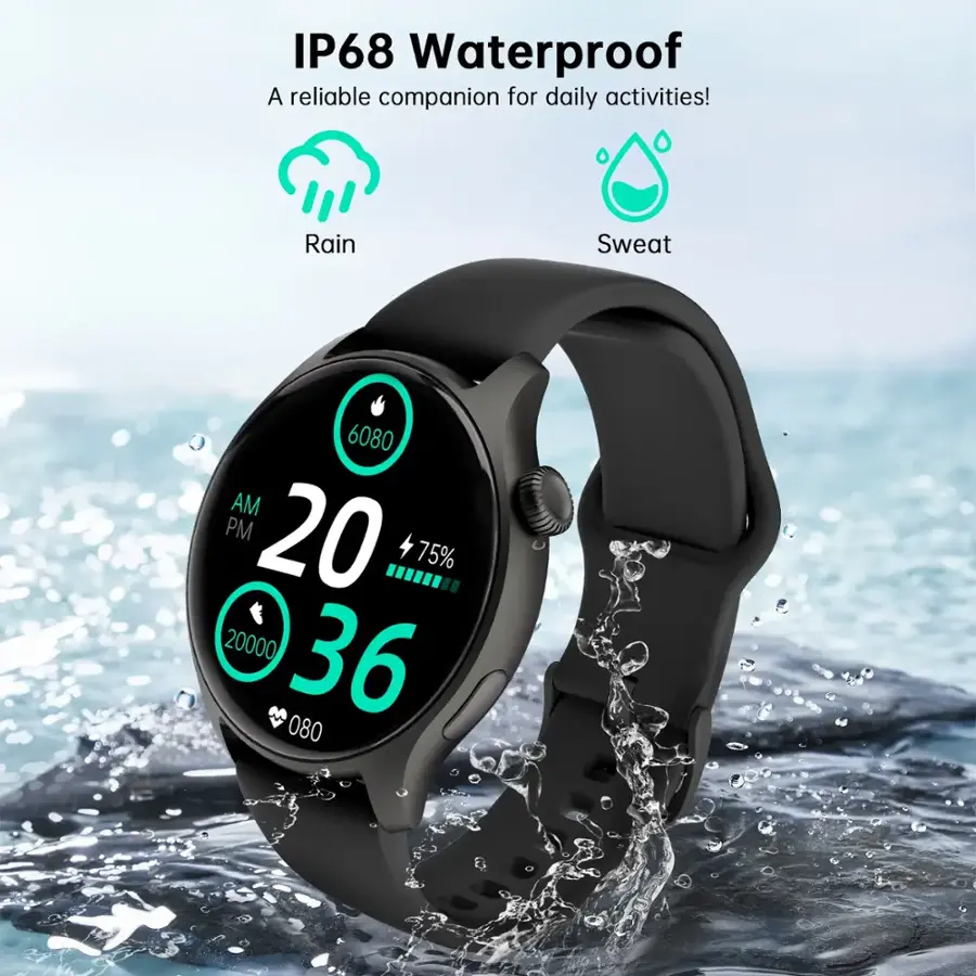 IP68 Waterproof: A reliable companion for daily activities! Rain, Sweat, 6080 AM/PM, 20, 75%, 20000, 36, 080.