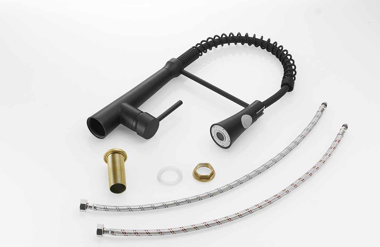 Alt View 4. Siljoy - Commercial Black Kitchen Faucet with Pull Down Sprayer, Single Handle Single Lever Kitchen Sink Faucet - Black.