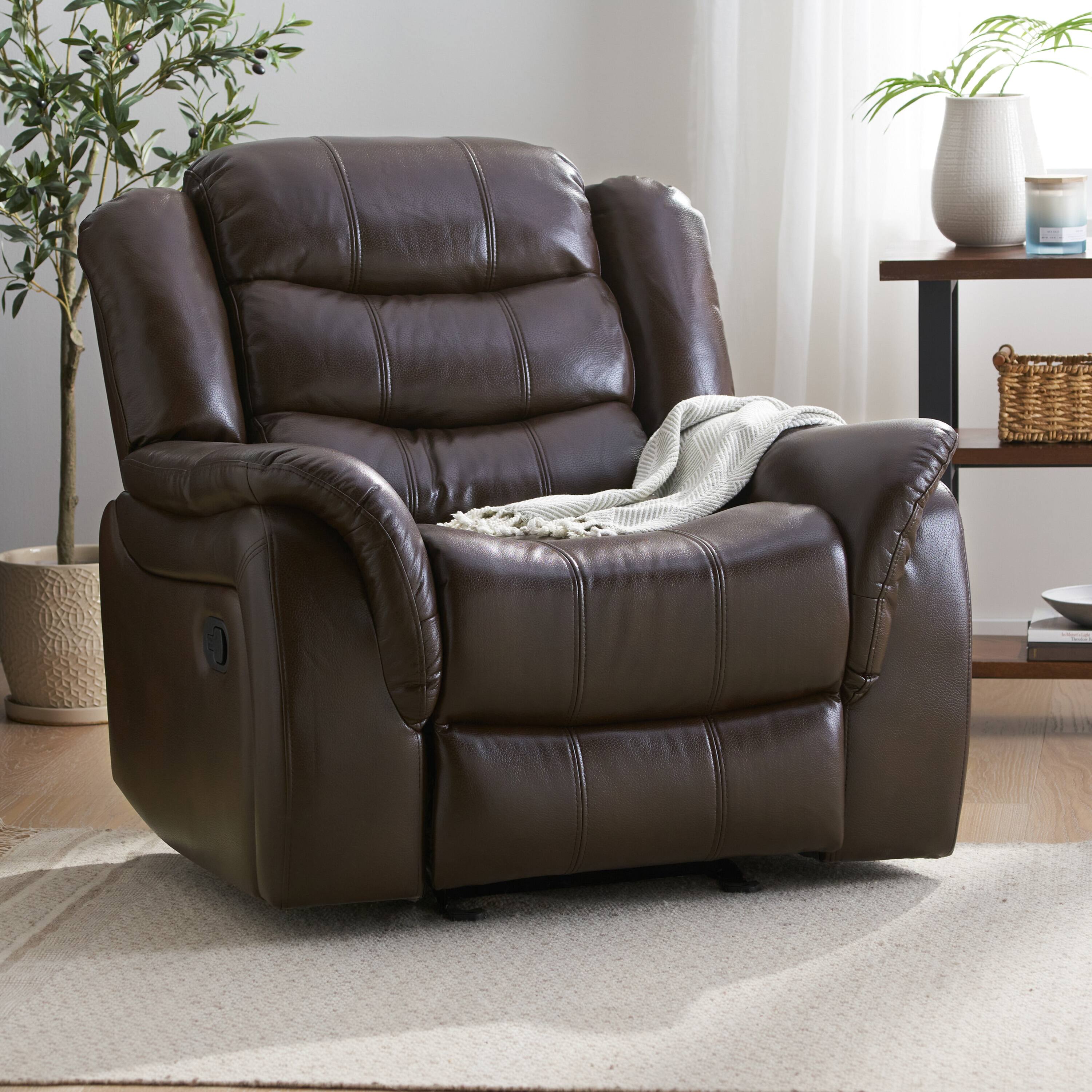 Alt View 2. APRILSOUL - Classic Design Dark Brown Plush Fabric Glider Recliner - Brown.