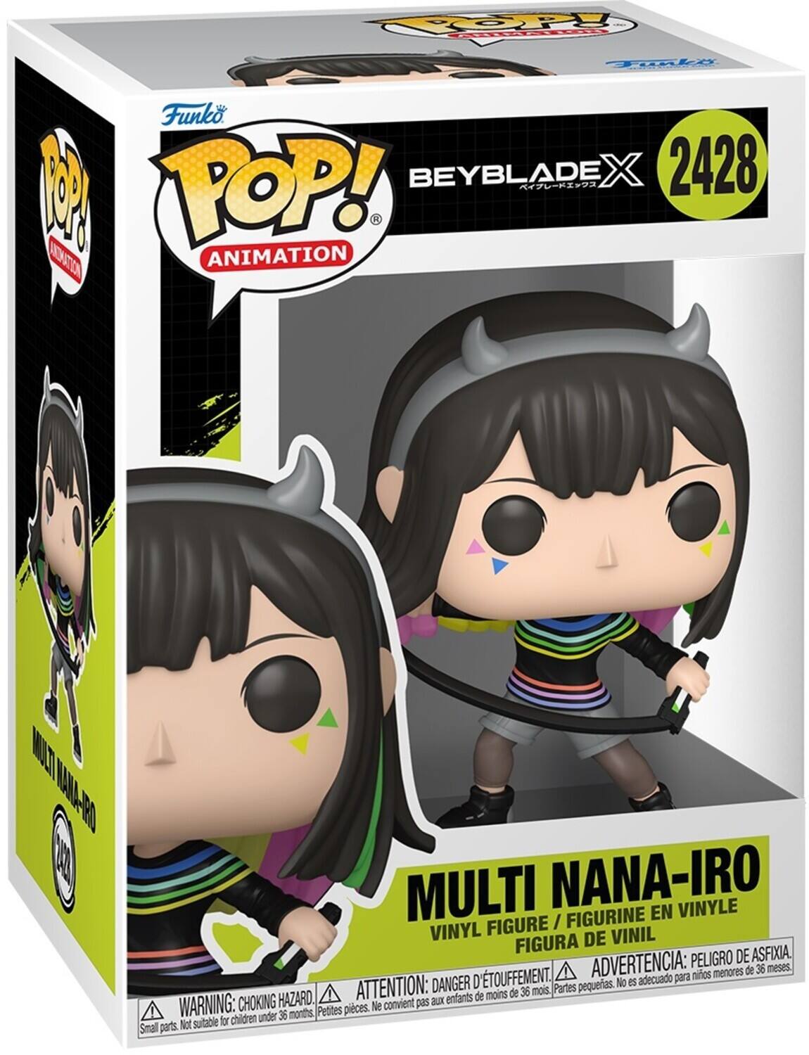 Funko POP! BEYBLADE X 2428  
ANIMATION MUTT LANA-RO  
MULTI NANA-IRO  
VINYL FIGURE / FIGURINE EN VINYLE / FIGURA DE VINIL  

WARNING: CHOKING HAZARD. Small parts. Not suitable for children under 36 months.  
ADVERTENCIA: PELIGRO DE ASFIXIA, ADVERTENCIA: PELIGRO DE ASFIXIA.  
DANGER D'ÉTOUFFEMENT.  
ATTENTION: aux enfants de moins de 36 mois.