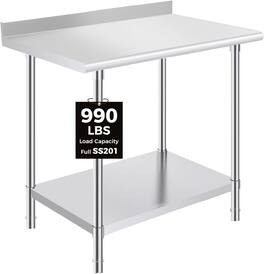 OSTBA - 24 × 36 Prep Table, NSF Commercial Heavy-Duty Work Table with Adjustable Undershelf & Feet - Stainless Steel