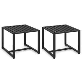 Costway - Indoor Square Side Tables, Set of 2 Metal End Tables with Slatted Tabletop - Black