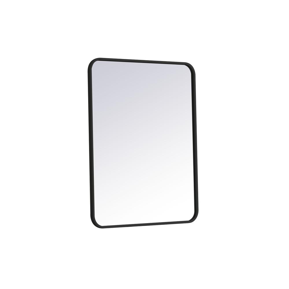 Alt View 1. Elegant Decor - Soft corner metal rectangular mirror 24x32 inch in black - Black.