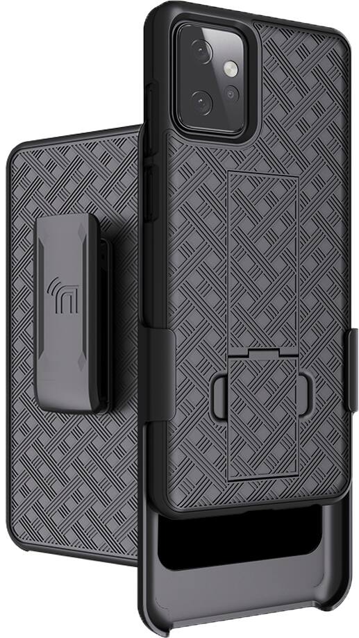 Front. Nakedcellphone - Slim Case with Stand and Belt Clip Holster for Motorola Moto G Power 5G (2023) - Black.