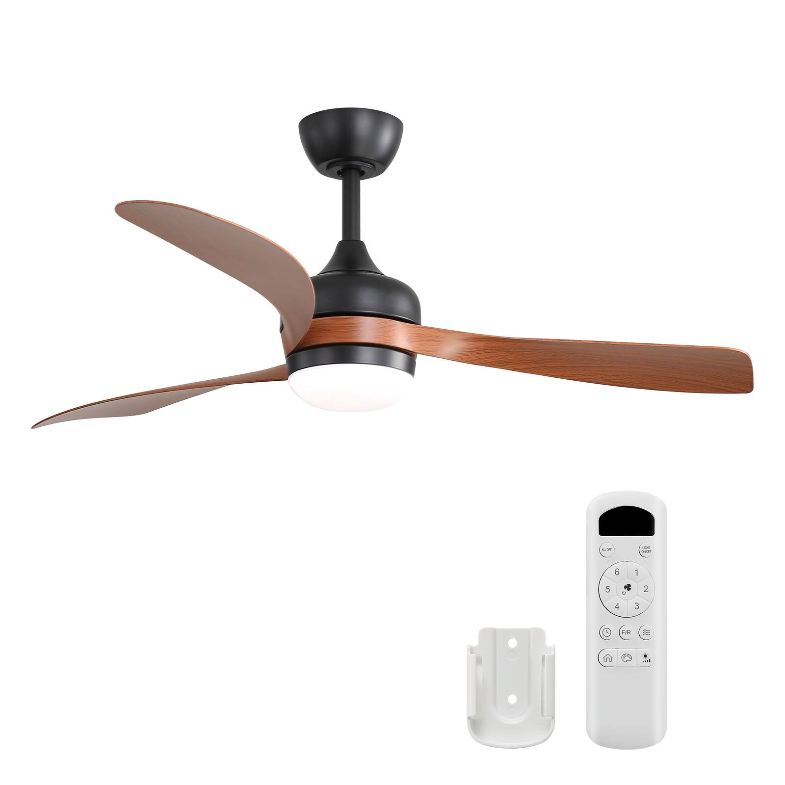 Front. APRILSOUL - 52 Modern 3 Blade Ceiling Fan Remote LED 6 Speed Timer Reversible - Brown.