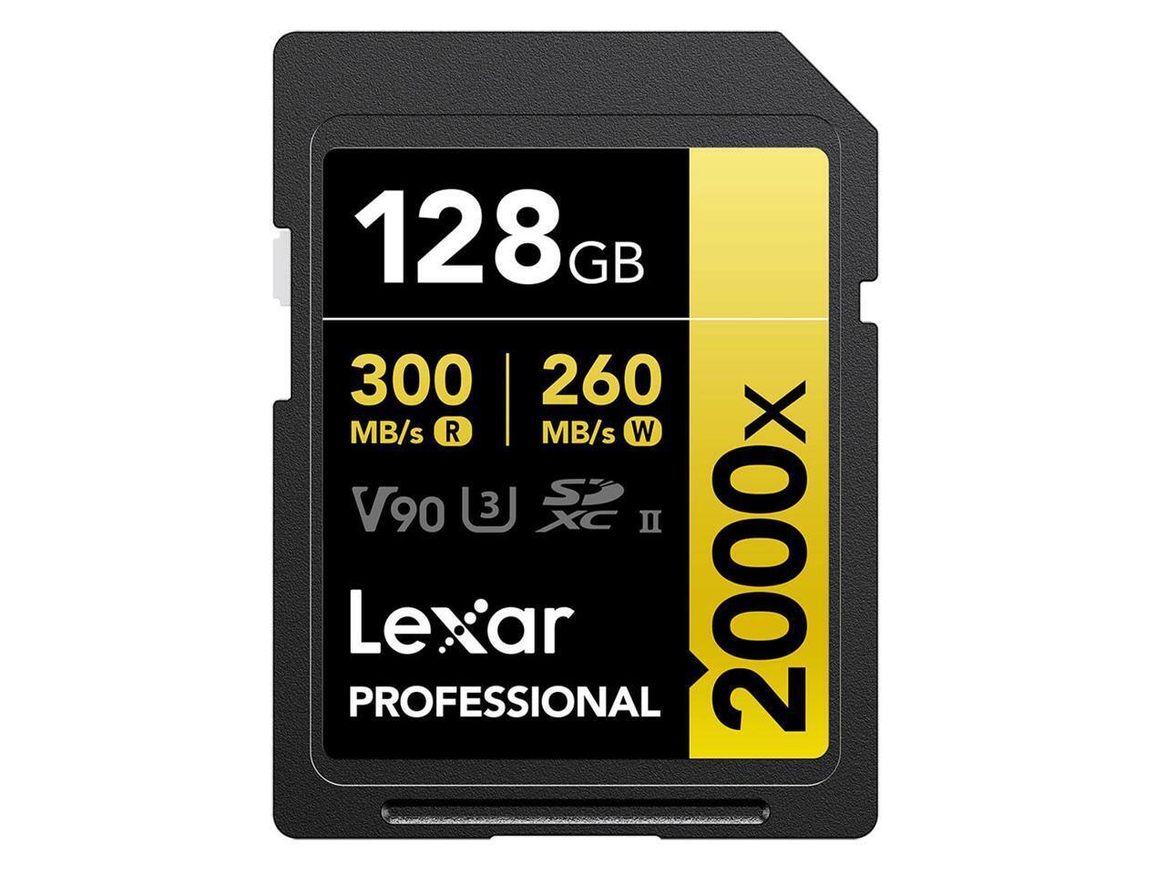 128 GB 300 MB/s R 260 MB/s W 3 SD V90 XC II PROFESSIONAL Lexar 2000x