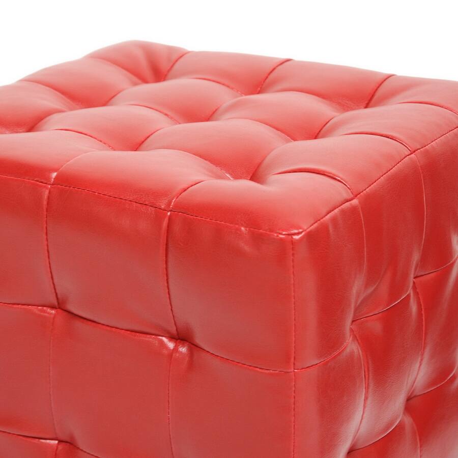 Front. Baxton Studio - Siskal Red Modern Cube Ottoman - Red.