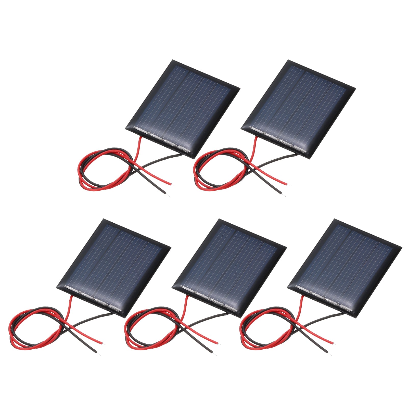 Unique Bargains - 5pcs 2V 0.12W 60mA Mini Solar Panels, Polycrystalline Solar Cell with Cable for DIY Toy Charger - Black