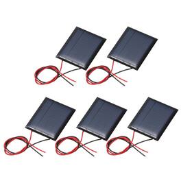 Unique Bargains - 5pcs 2V 0.12W 60mA Mini Solar Panels, Polycrystalline Solar Cell with Cable for DIY Toy Charger - Black