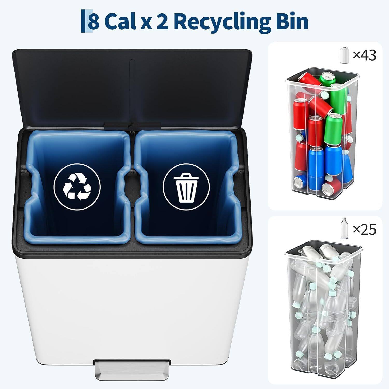8 Cal x 2 Recycling Bin  
x43  
x25