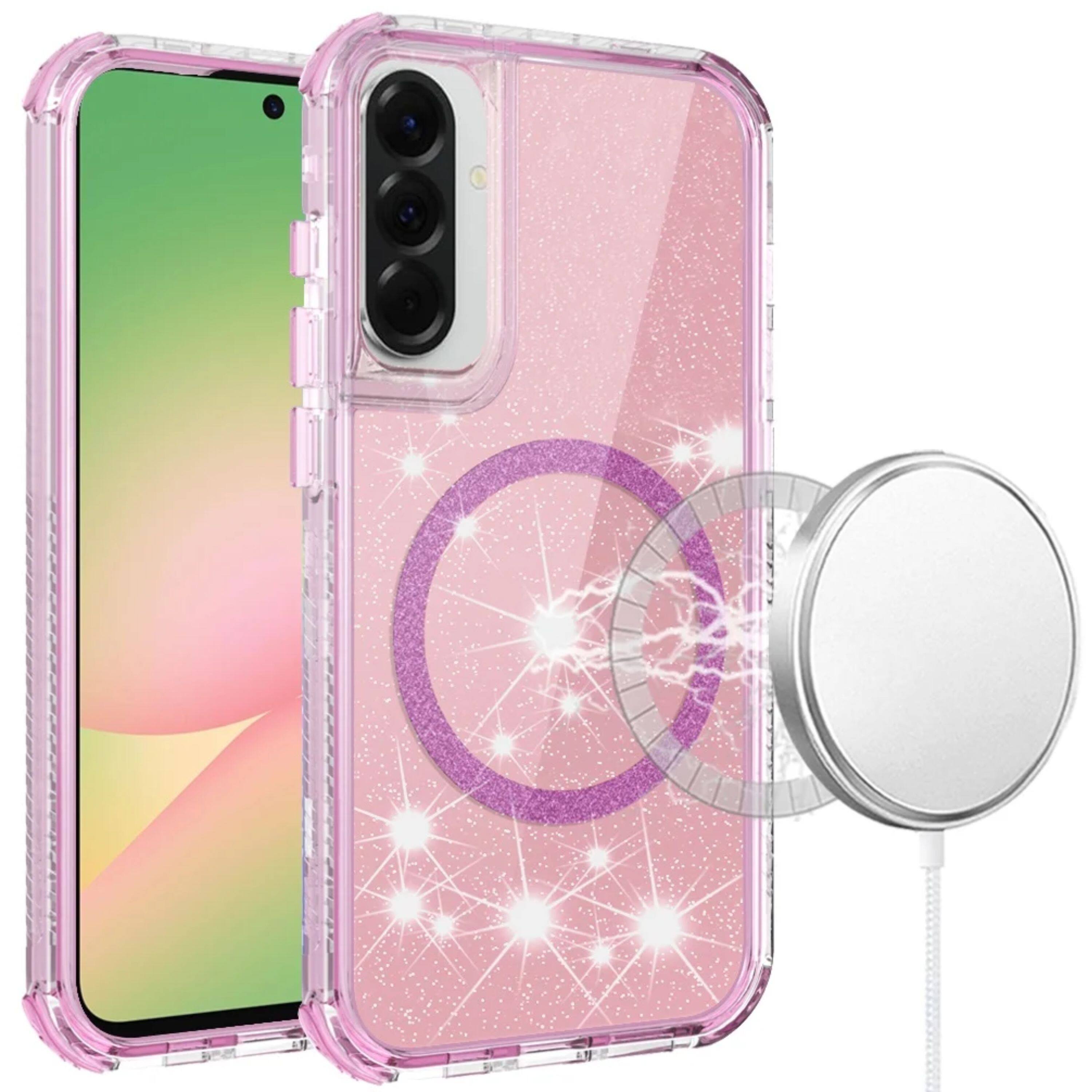 Kitcheniva - Magnetic Circle Full Glitter Shockproof Plus Tempered Glass For Samsung A57 5G - Pink price history on PriceWatchPro