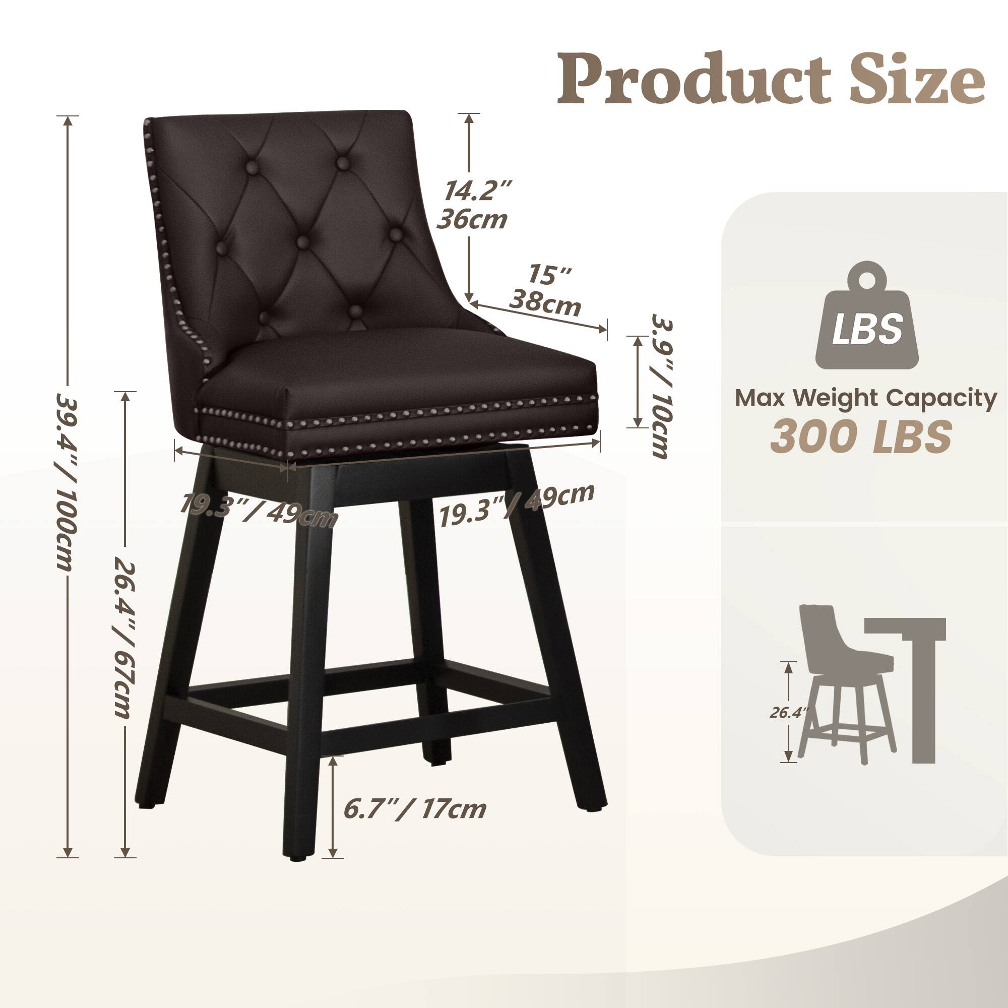 Product Size  
14.2" / 36cm  
15" / 38cm  
3.9" / 10cm  
19.3" / 49cm  
39.4" / 100cm  
26.4" / 67cm  
6.7" / 17cm  

Max Weight Capacity  
300 LBS