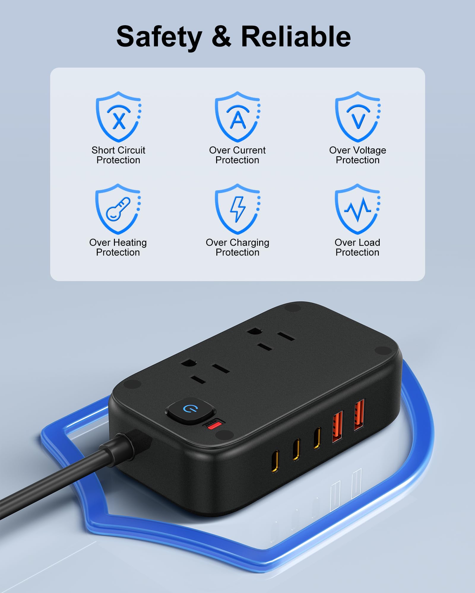 Safety & Reliable

- Short Circuit Protection
- Over Current Protection
- Over Voltage Protection
- Over Heating Protection
- Over Charging Protection
- Over Load Protection