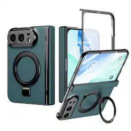 UUCOVER - For Apple iPhone Duo Magnetic Ring Kickstand Case with Front Screen Protector, Compatible with MagSafe, Shockproof Cover - Green