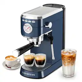 Casabrews - 20Bar Espresso Machine and Coffee Maker with Milk Frother,Stainless Steel - Sapphire Blue