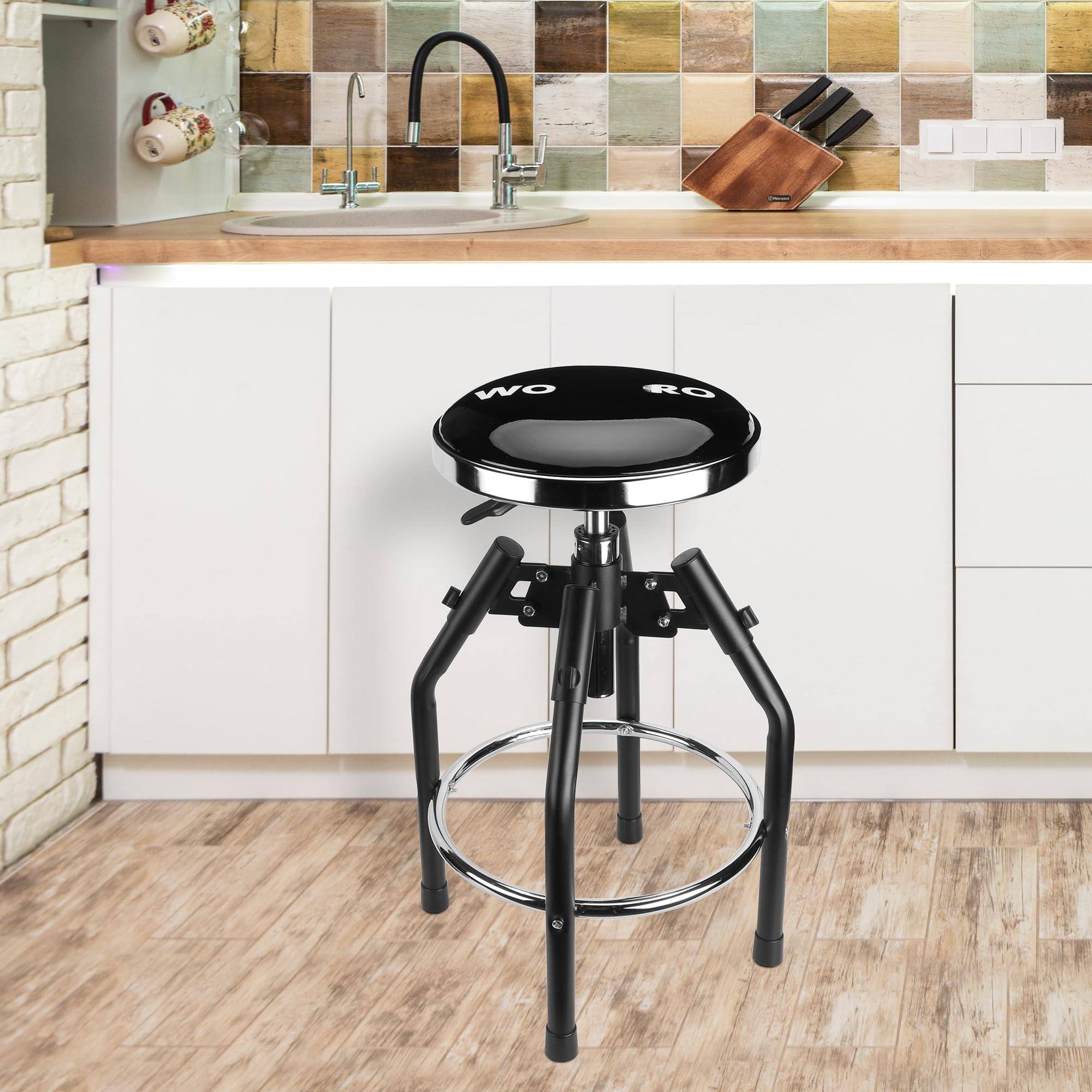 Alt View 5. JETRANSPORT - Heavy Duty Adjustable Hydraulic Shop Stool Garage Bar 29in To 33.86in 330-pound Capacity Black Stool - Green.