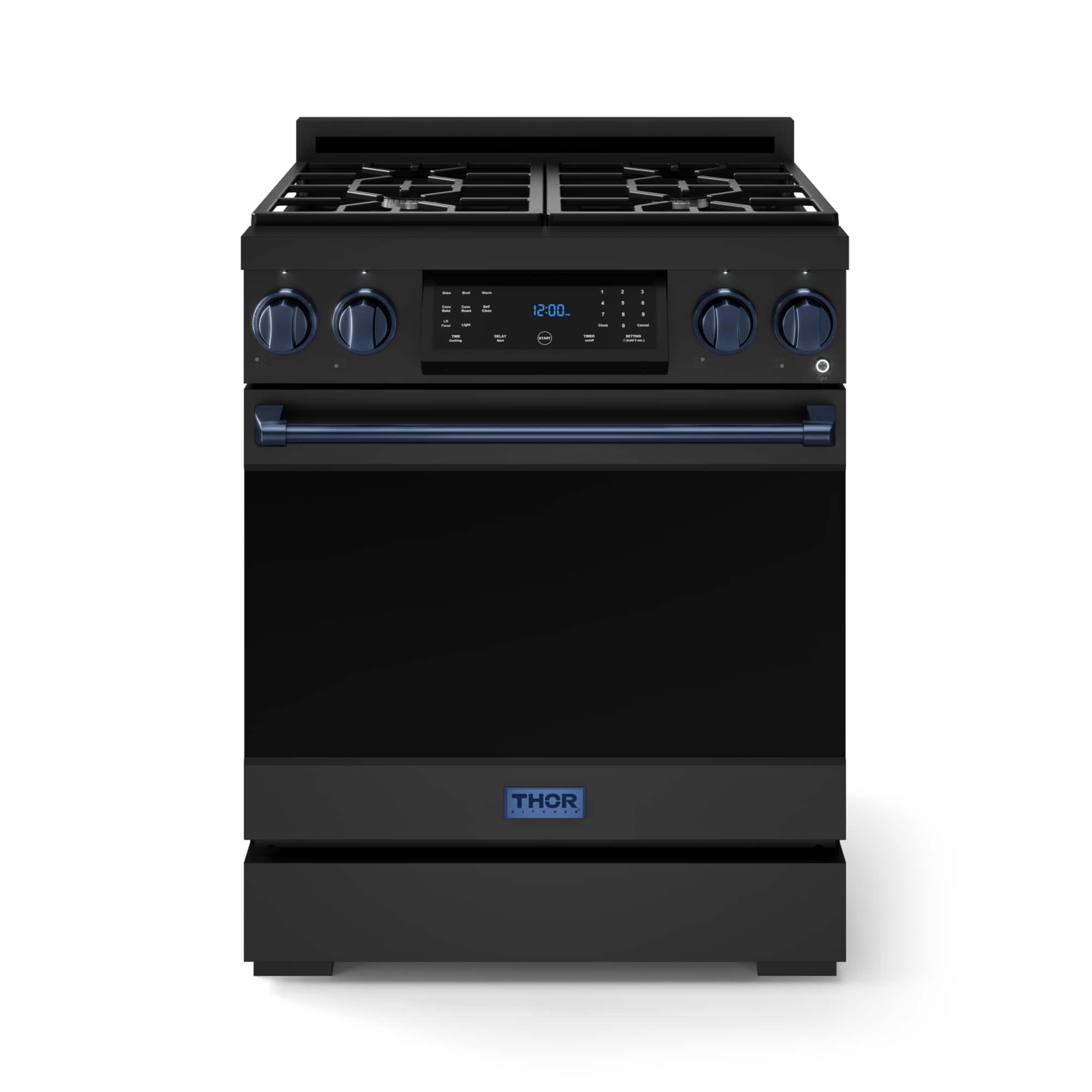 Gordon Ramsay Series by Thor Kitchen 4.55 Cu. Ft Freestanding Gas Range with Navy Blue Hardware - Black - Front_Zoom