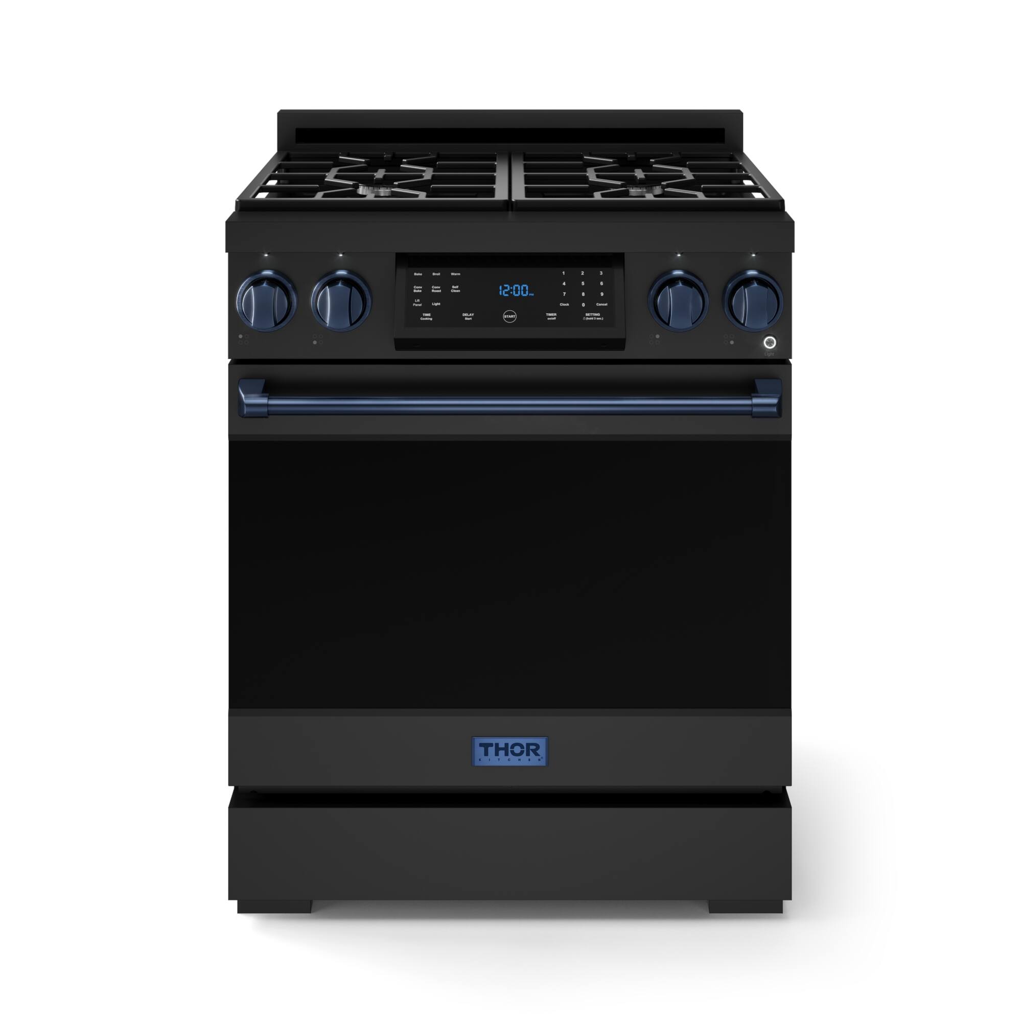 Gordon Ramsay Series by Thor Kitchen 4.55 Cu. Ft Freestanding Liquid Propane Gas Range with Navy Blue Hardware - Black