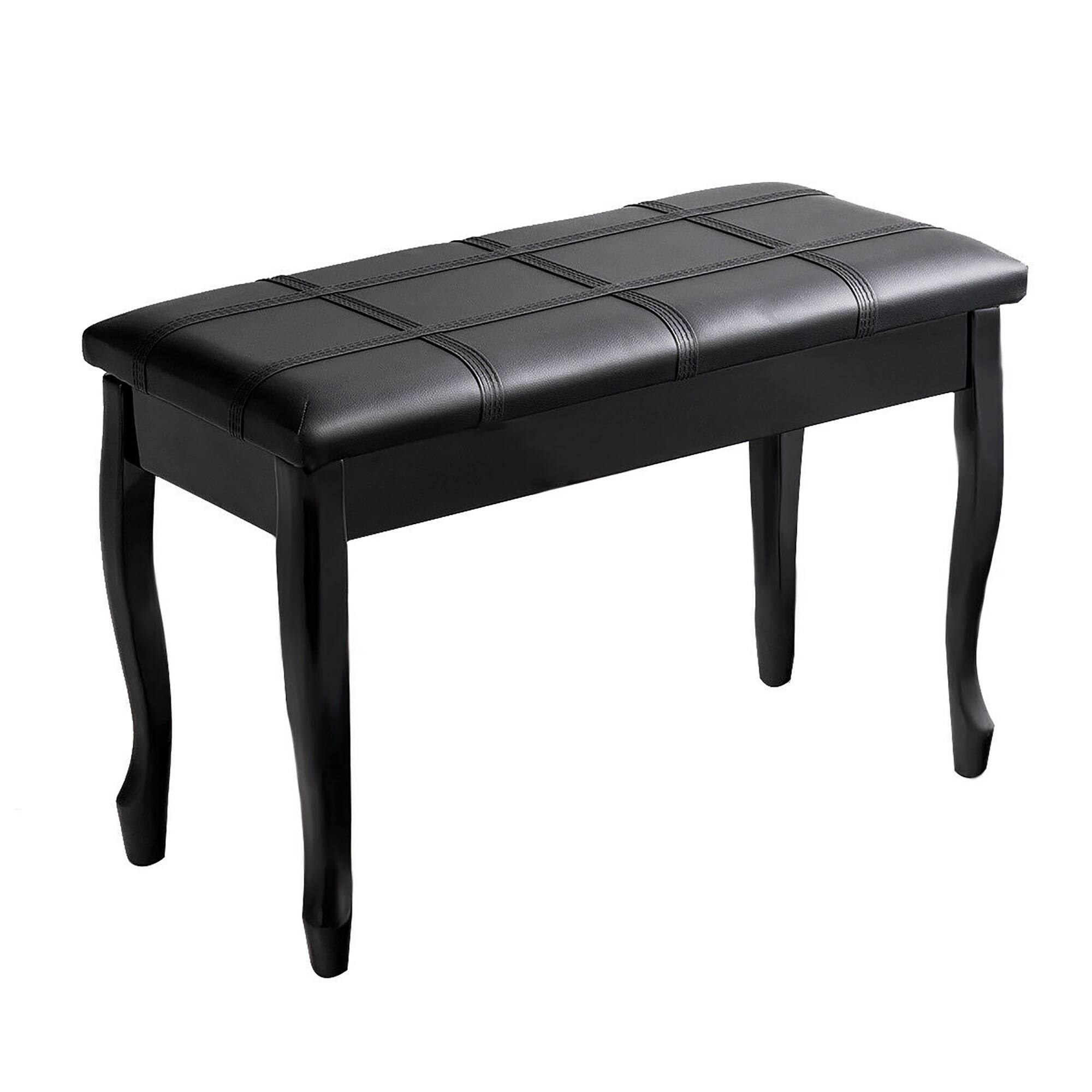 Alt View 4. Costway - Costway PU Leather Solid Wood Piano Bench Padded Double Duet Keyboard Seat Storage - Black.