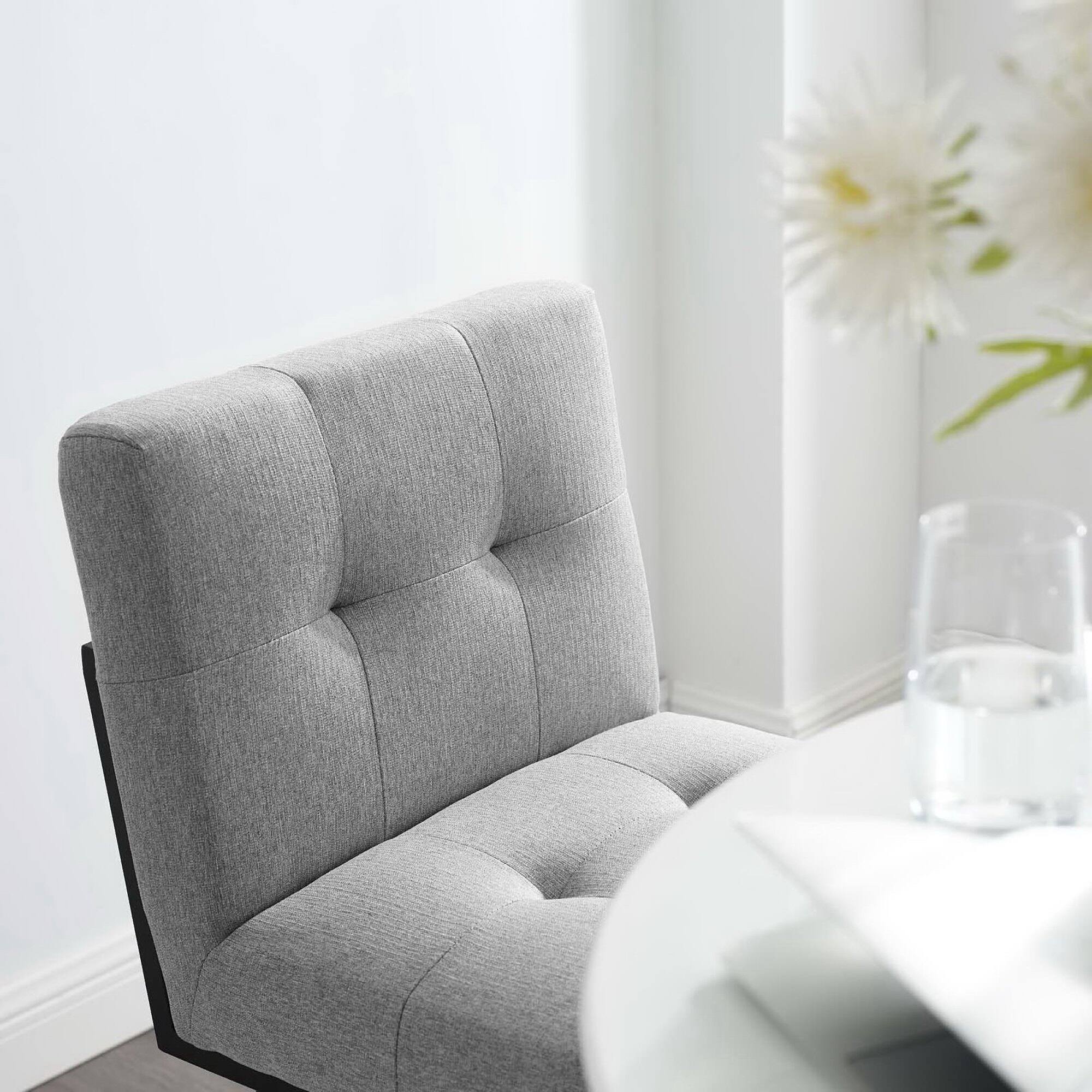 Left. Modway - Privy Black Stainless Steel Upholstered Fabric Bar Stool by Modway - Black Light Gray.