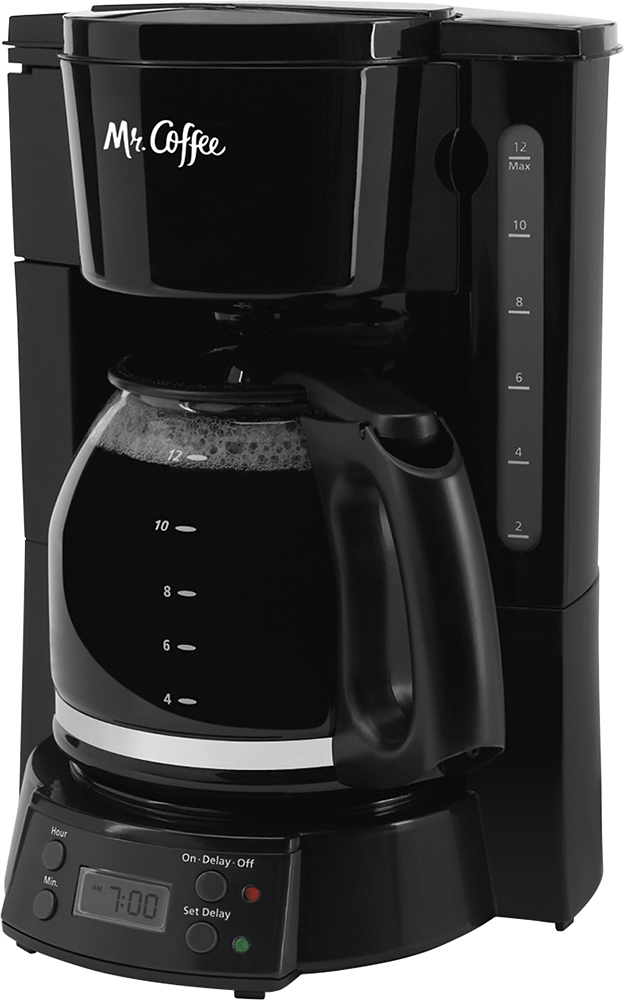 Mr. Coffee bvmcsjx39 12-Cup Programmable Coffeemaker, Black/Brushed Silver
