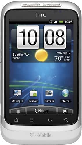 Front Standard. T-Mobile Prepaid - HTC Wildfire No-Contract Mobile Phone - White.
