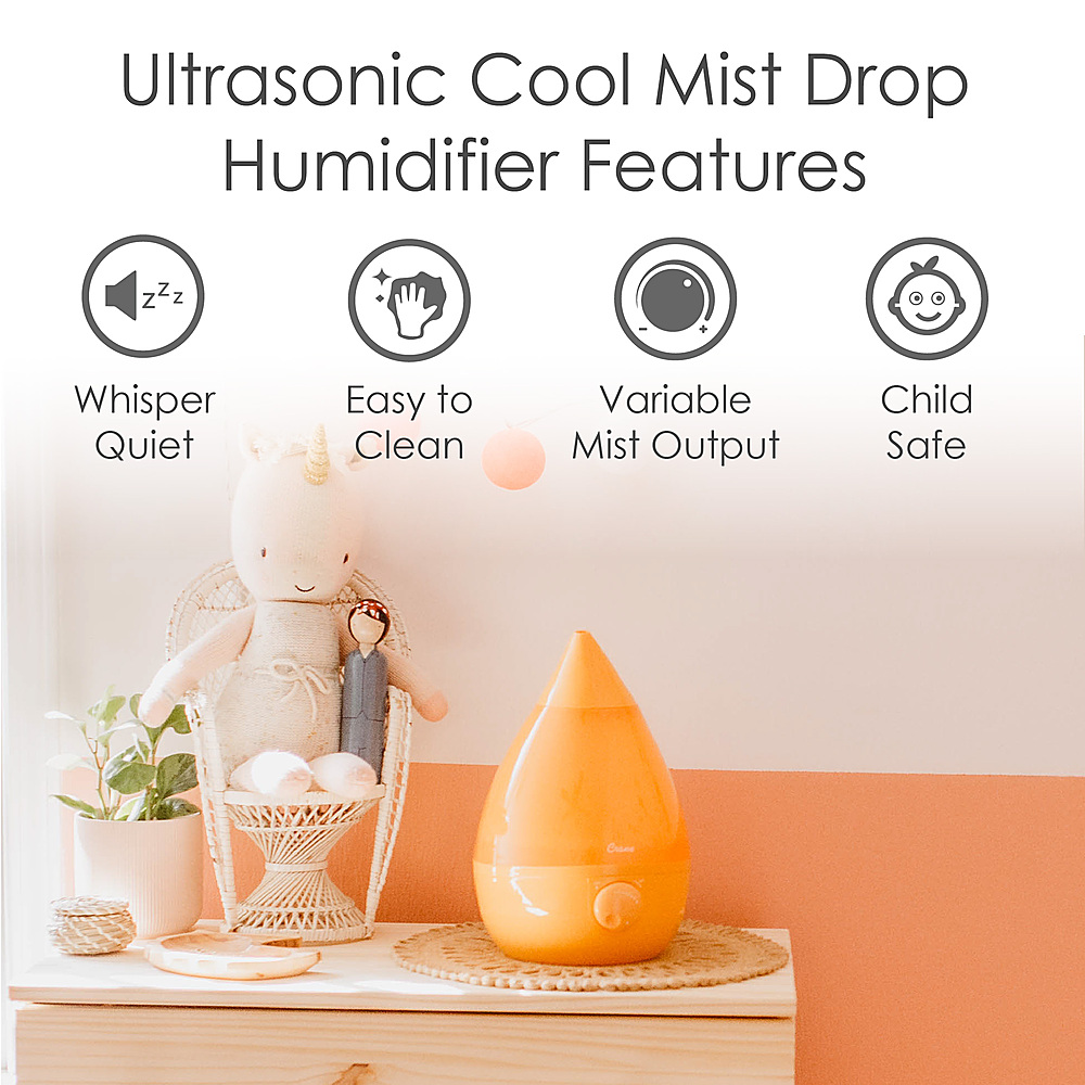 Angle View: Crane USA Drop Ultrasonic Cool Mist Humidifier Orange - EE-5301O