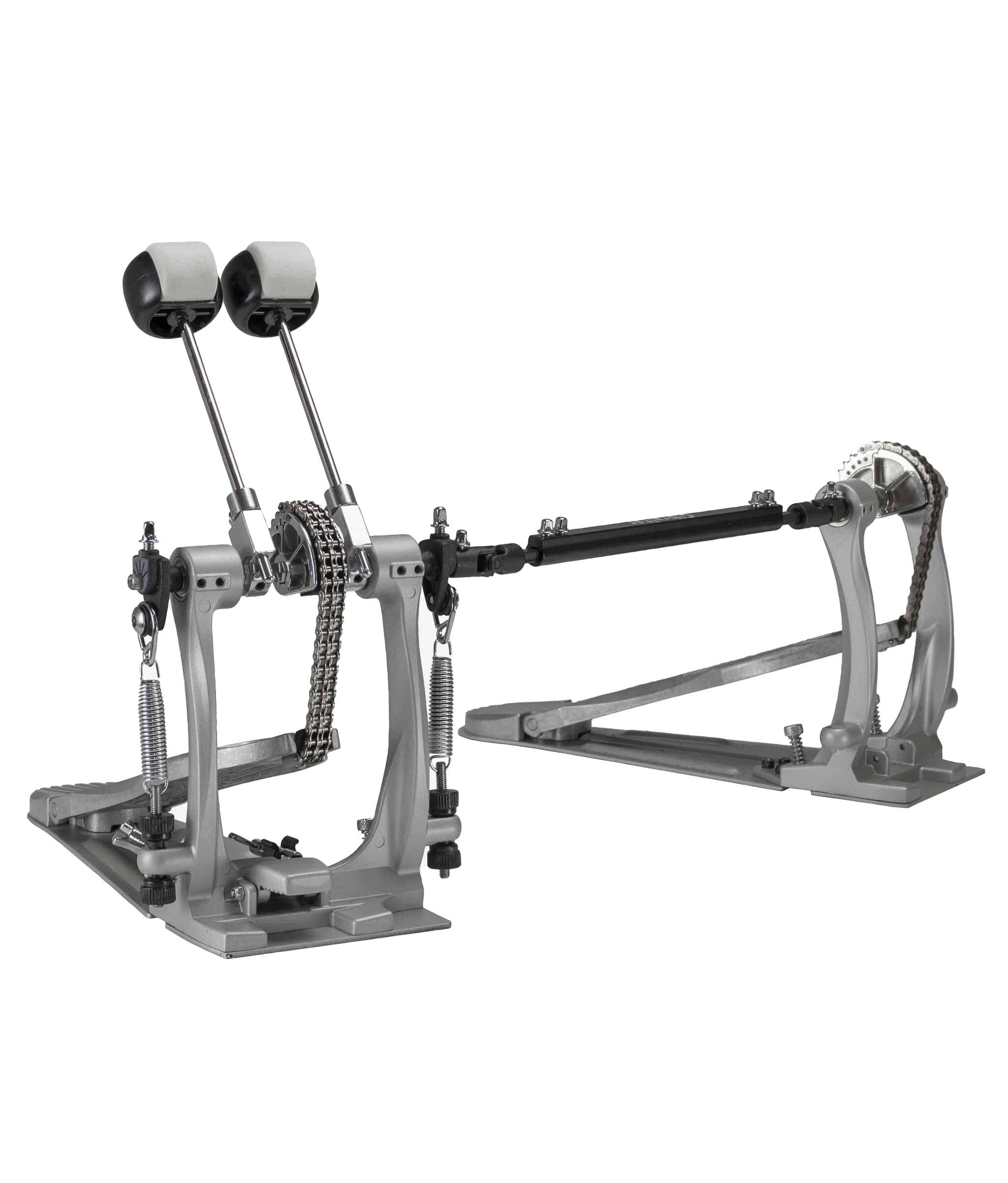 Angle. Gibraltar Hardware - Tour Class Double Chain Drive Double Bass Drum Pedal, Dual Cam Action, Side Hoop Clamp, Beater Adjustment.