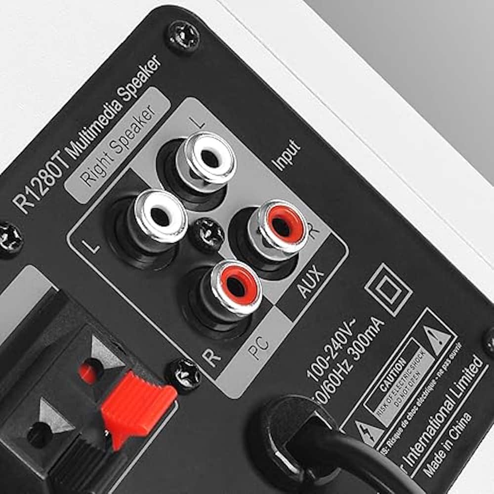 Speaker Multimedia Speaker R1280T Right L R Input R AUX PC 100-240V~ 300mA SHOCK ouvrir sed CAUTION au Limited ZH09/0 ELECTRIC OPEN DONOT DD electrique RISK chec de China IS: Risque International Made in: