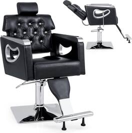 Winado - All Purpose Hydraulic Recline Barber Chair Salon Spa Beauty Hair Styling Chair with Adjustable Headrest and Footrest New - Black