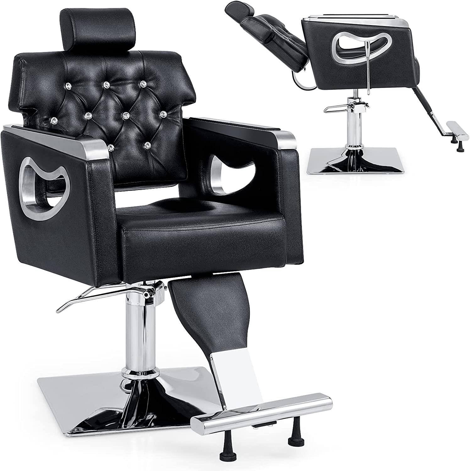 Front. Winado - All Purpose Hydraulic Recline Barber Chair Salon Spa Beauty Hair Styling Chair - Black.