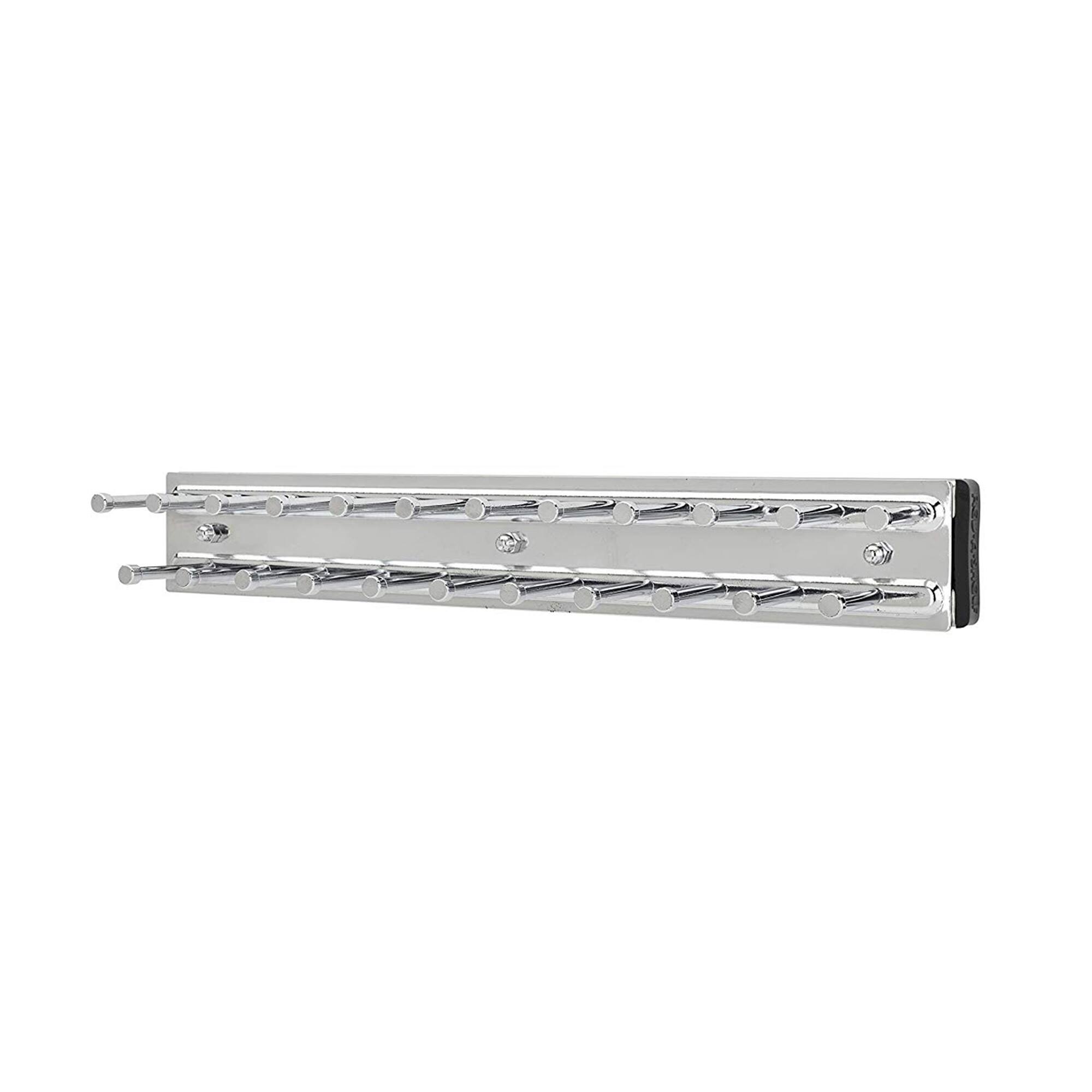 Front. Rev-A-Shelf - Rev-A-Shelf 12" Side Mount Extending Tie Organization Rack, Chrome, TRC-12CR - Silver.
