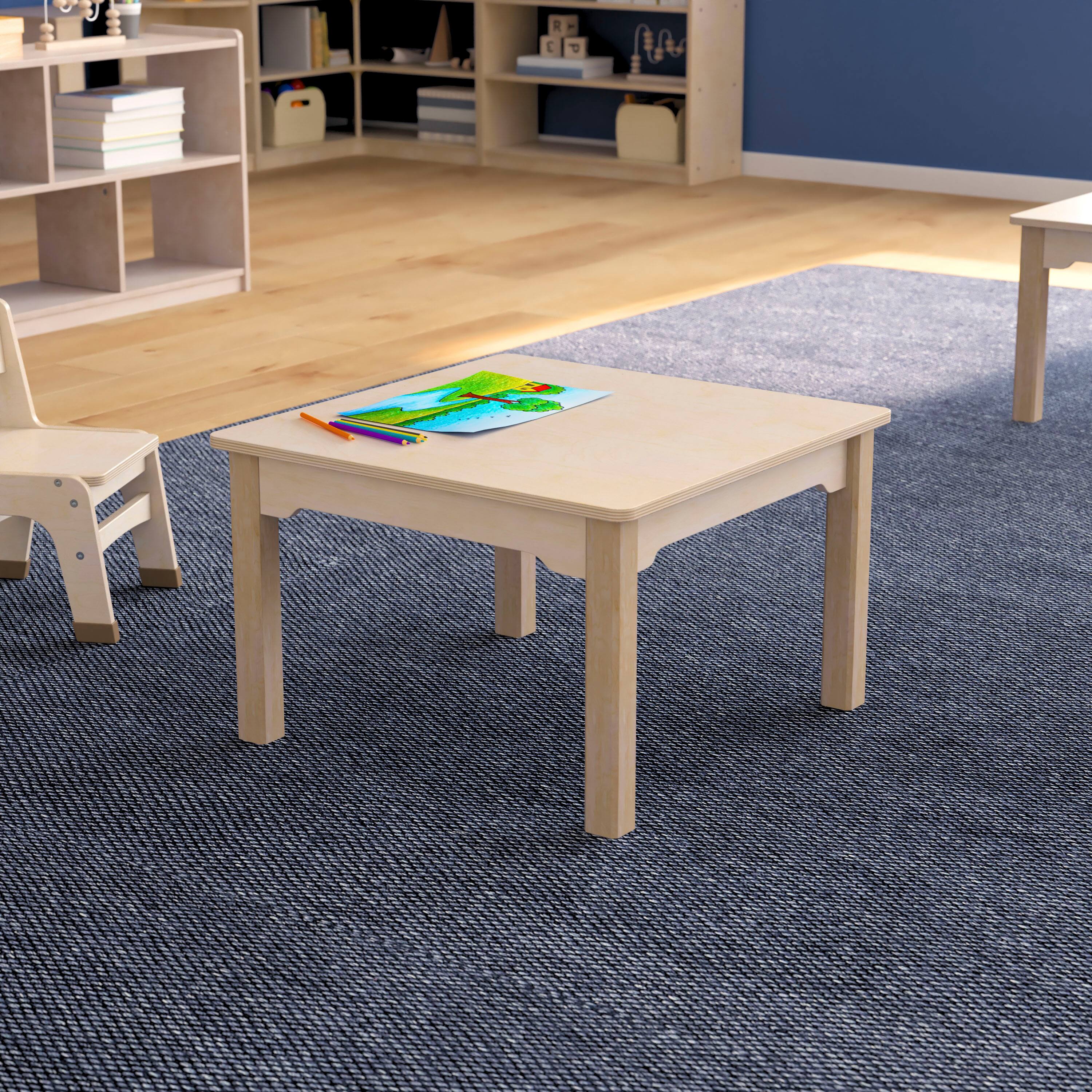 Alt View 1. Flash Furniture - Bright Beginnings Commercial Grade Wooden Square Preschool Classroom Activity Table, (23.5"W x 14.5"H), Beech - Natural.