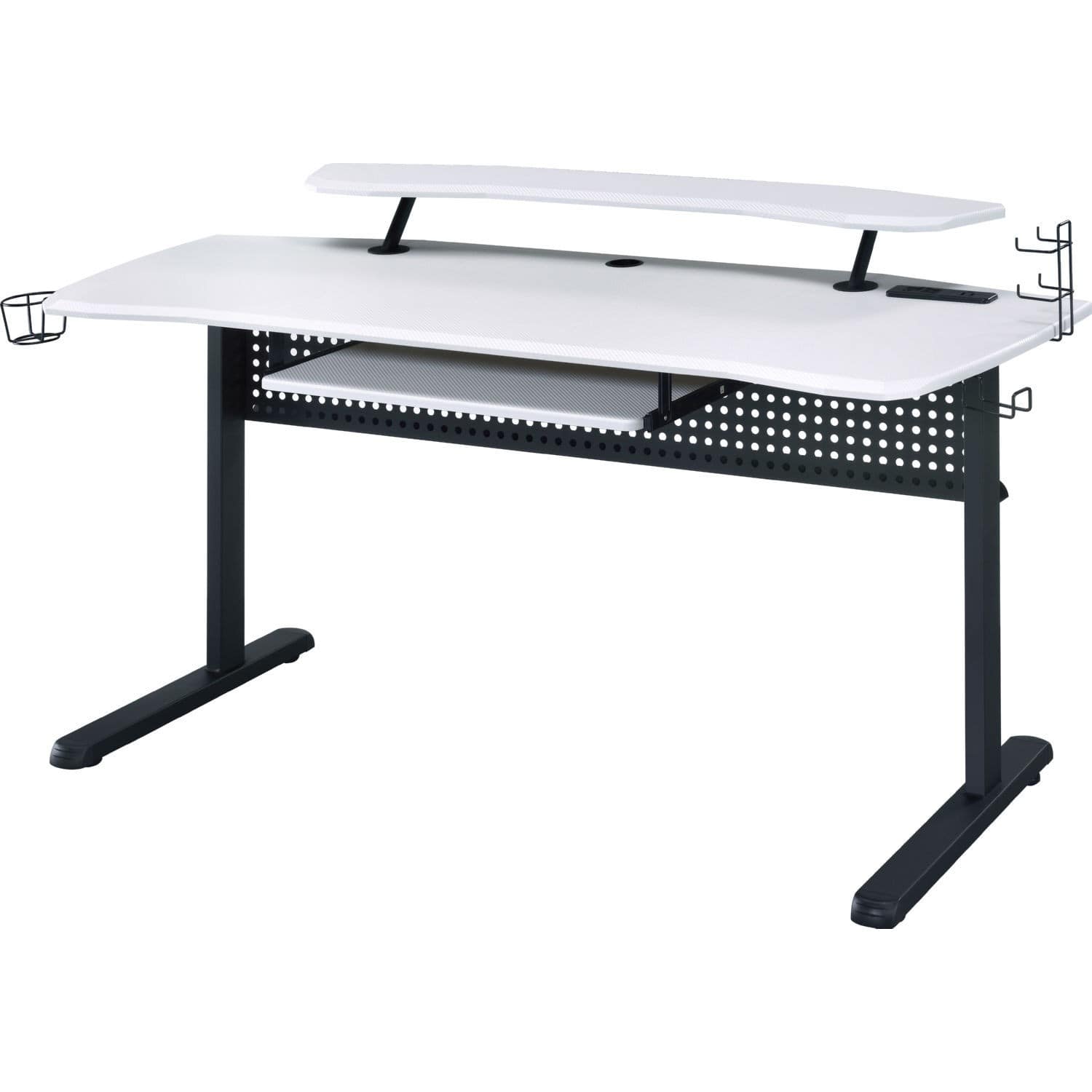 Manhattan Lane - Gaming Table with USB Plugin and Headset Rack - White