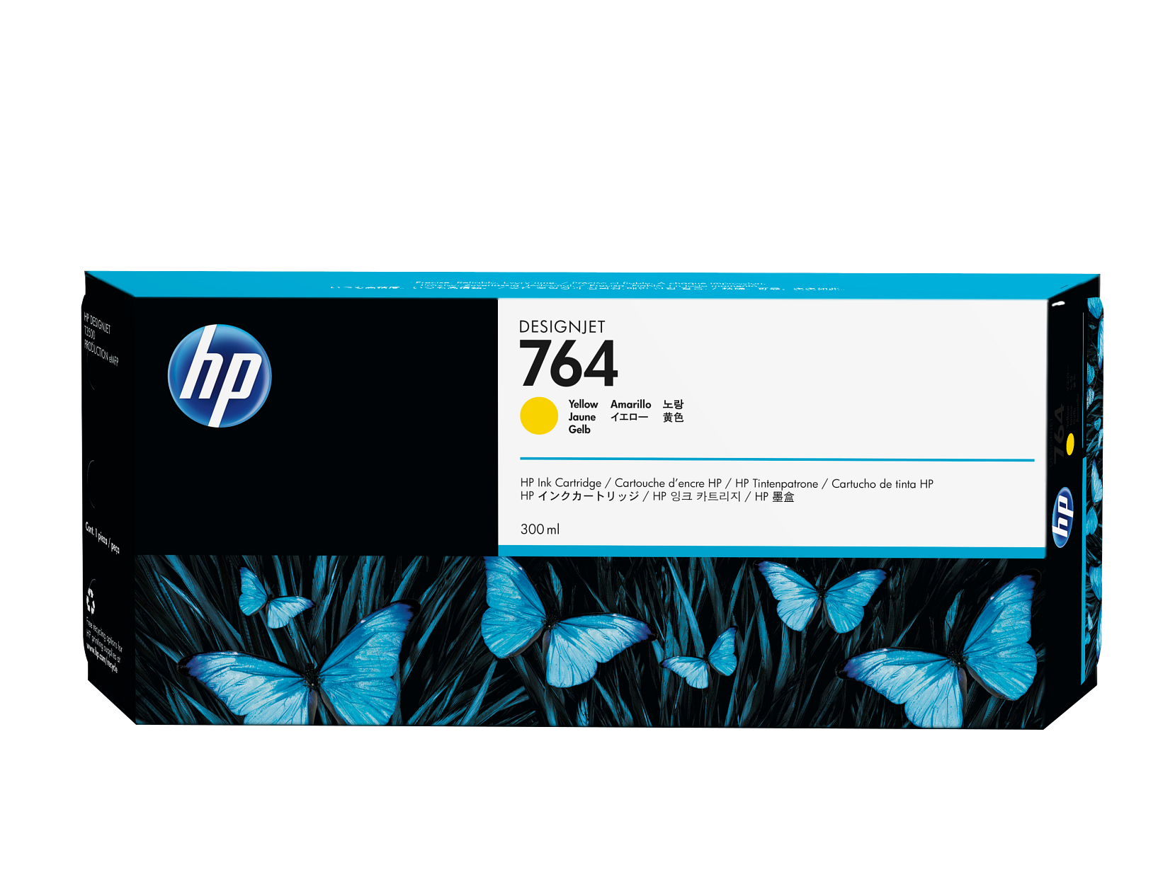DESIGNJET 764  
Yellow / Amarillo / 노랑 / Jaune / Gelb / 黄色  
HP Ink Cartridge / Cartouche d'encre HP / HP Tintenpatrone / Cartucho de tinta HP / HP 墨盒 / HP 墨盒 / HP 墨盒 / HP 墨盒  
300 ml