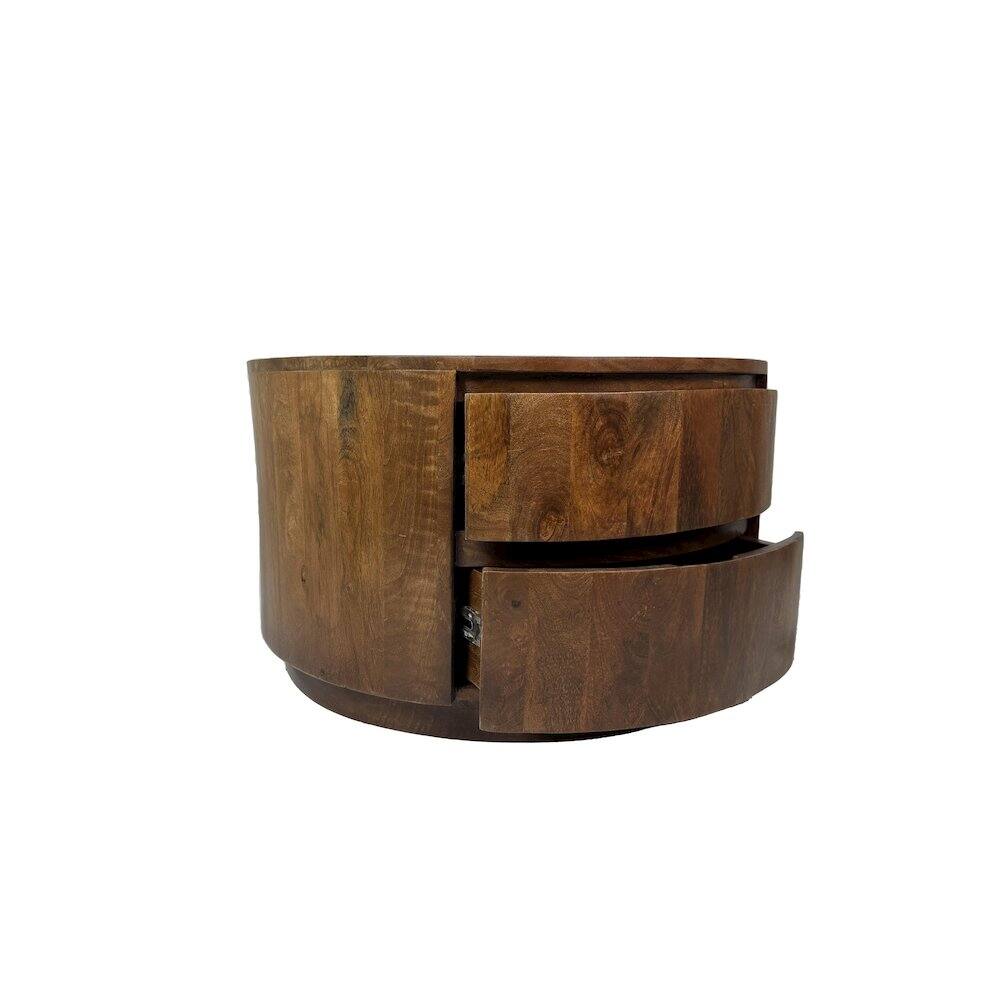 Alt View 1. Carolina Chair & Table - Christa 2-Drawer 30" Round Coffee Table - Chestnut - Red.