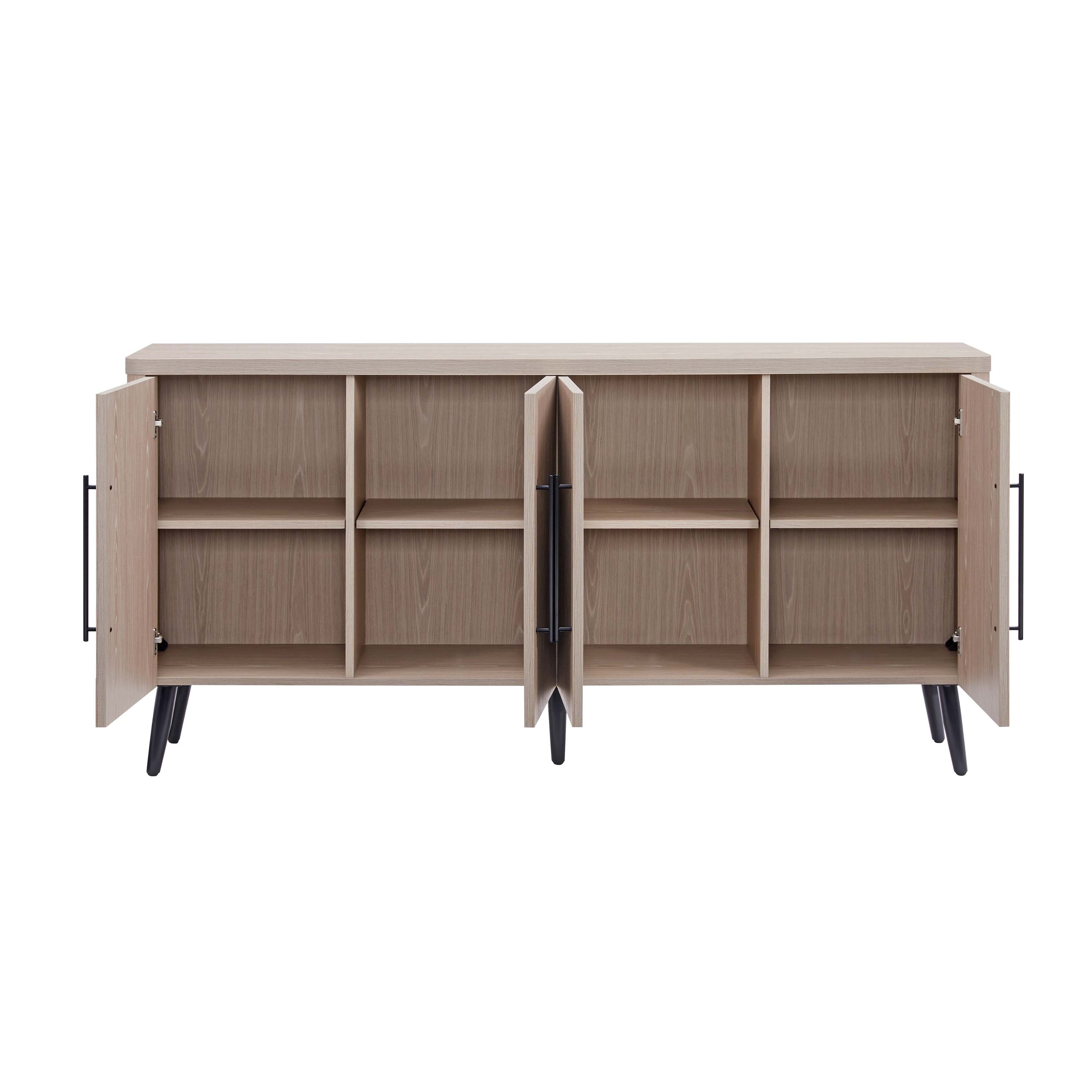 Alt View 6. Manhattan Comfort - Jodie Mid-Century Modern 65" Fluted Sideboard - Whitewashed Oak.