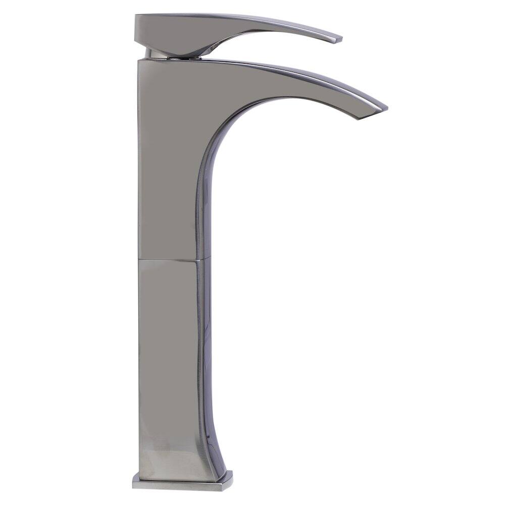 Angle. Alfi - Tall Brushed Nickel Single Lever Bathroom Faucet - Silver.