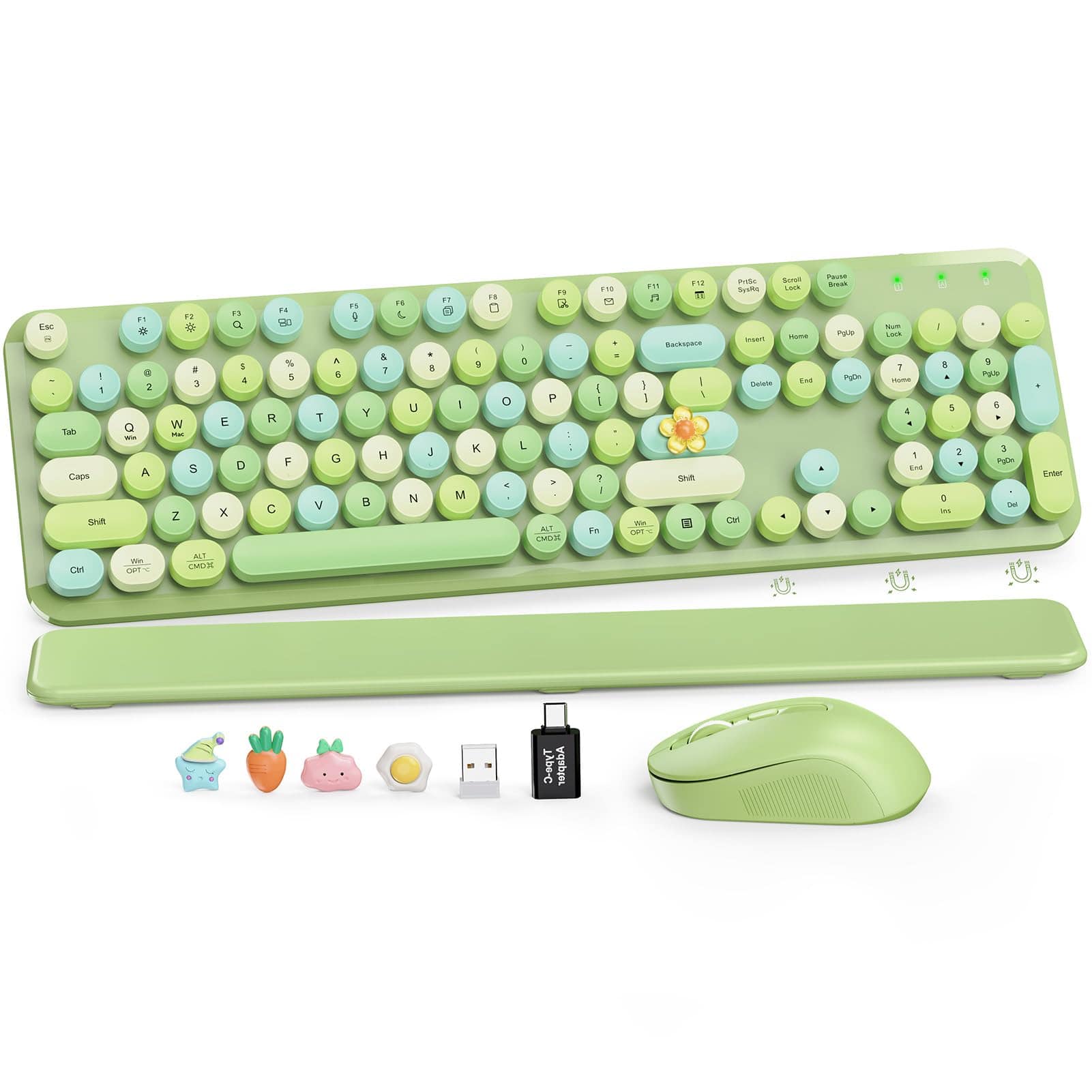 PRIMEPLUS - Wireless Keyboard & Mouse, Round Keycaps, Magnetic Wrist Rest, Retro Typewriter, 2.4G, Auto Sleep, Purple, Mac/Windows - Green multi-color price history on PriceWatchPro