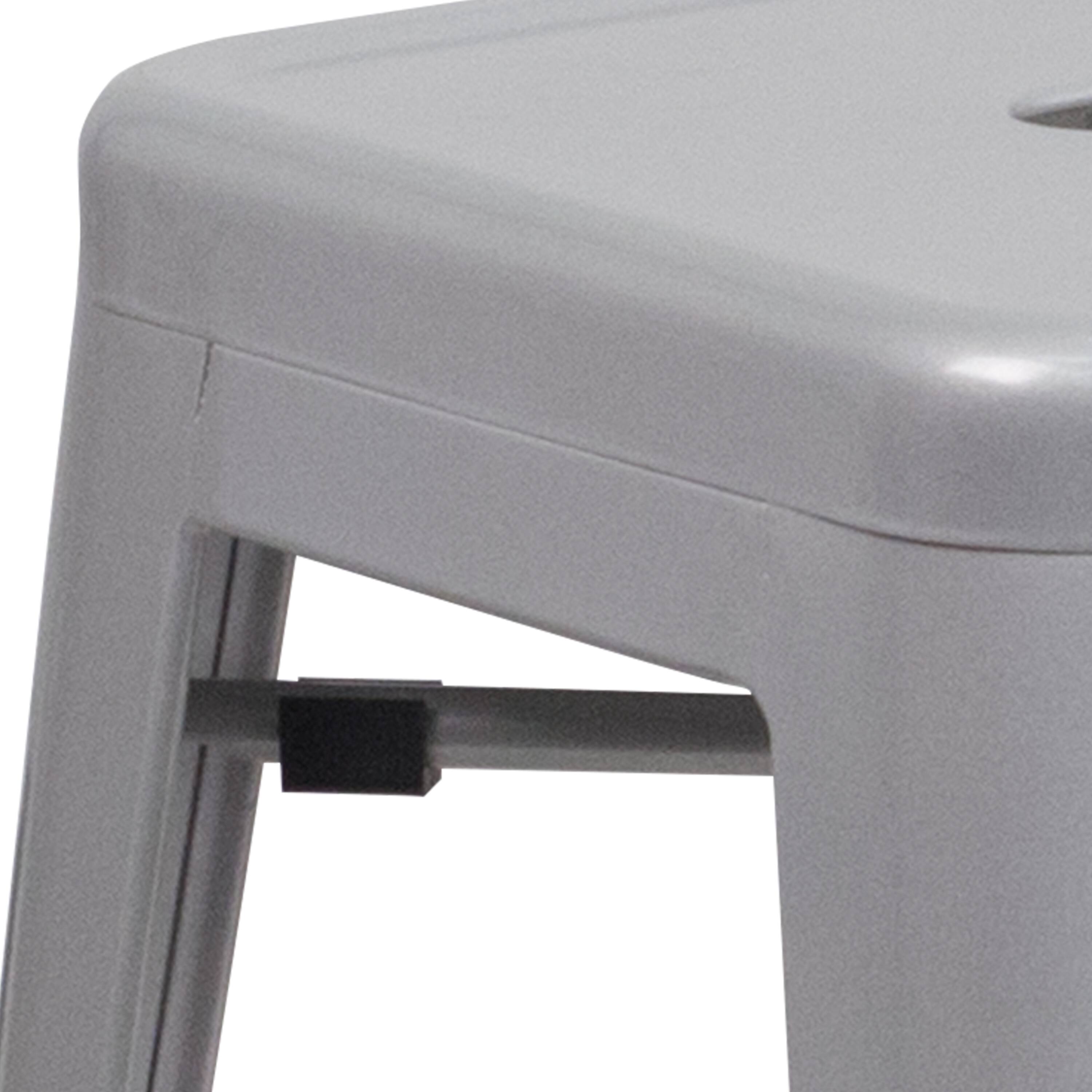 Alt View 7. Emma + Oliver - Commercial Grade 24"H Backless Metal Indoor-Outdoor Counter Stool w/ Square Seat - Silver.