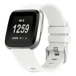StrapsCo - Active Band Silicone Rubber Watch Strap For Fitbit Versa & Versa 2 (Short-Medium) - White