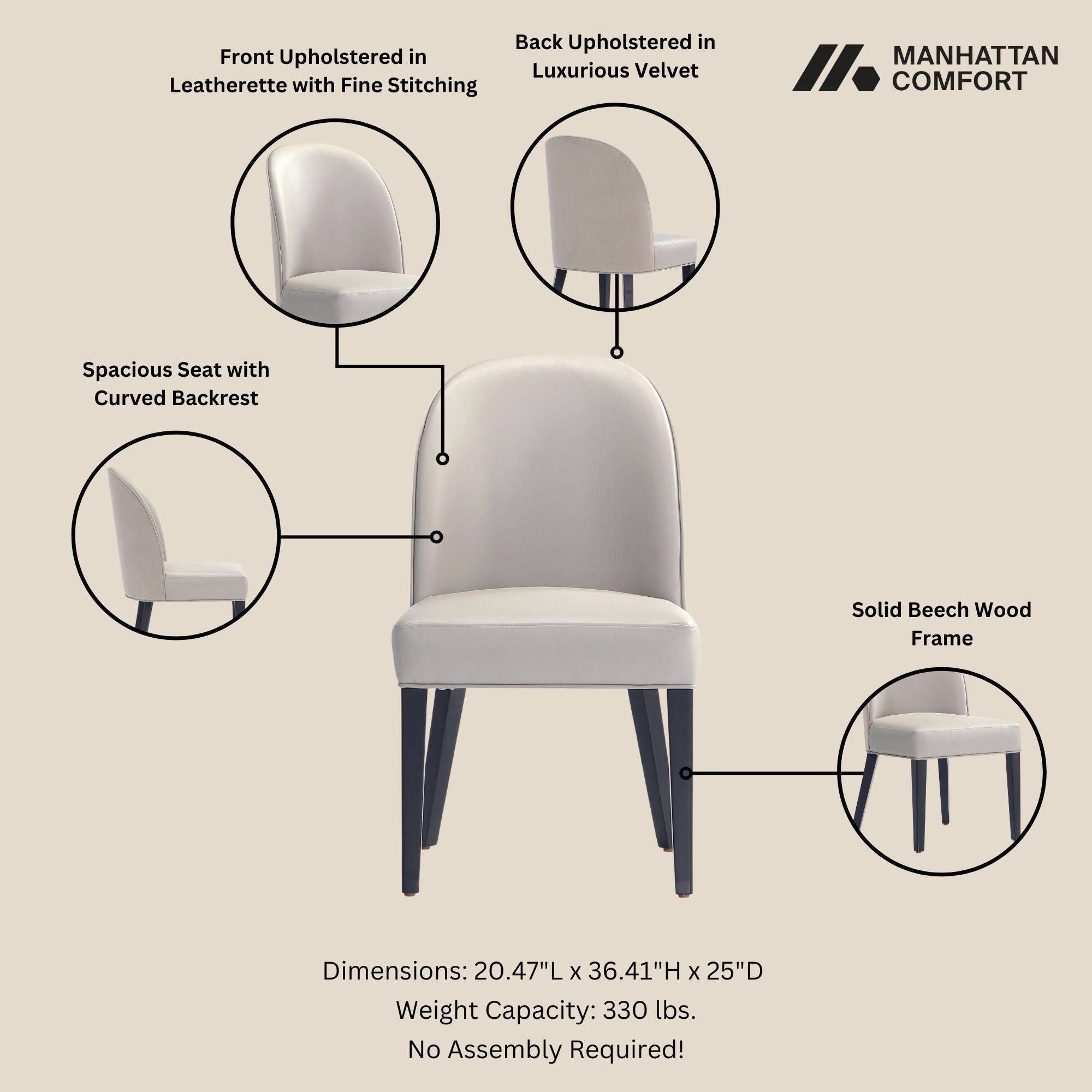 Manhattan Comfort Hillman Modern 8 Piece Dining Chair Set Light Gray ...