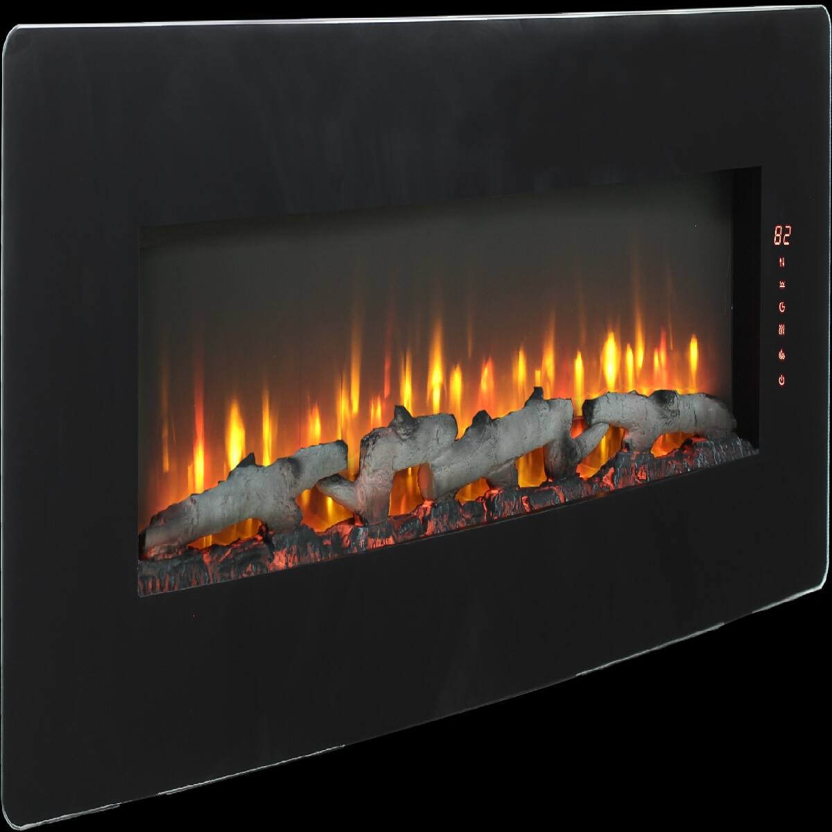 Alt View 7. Loheer - Loheer 48 inch curved electric fireplace Wall Mounted with Multi-Color Backlight - Antique Black.