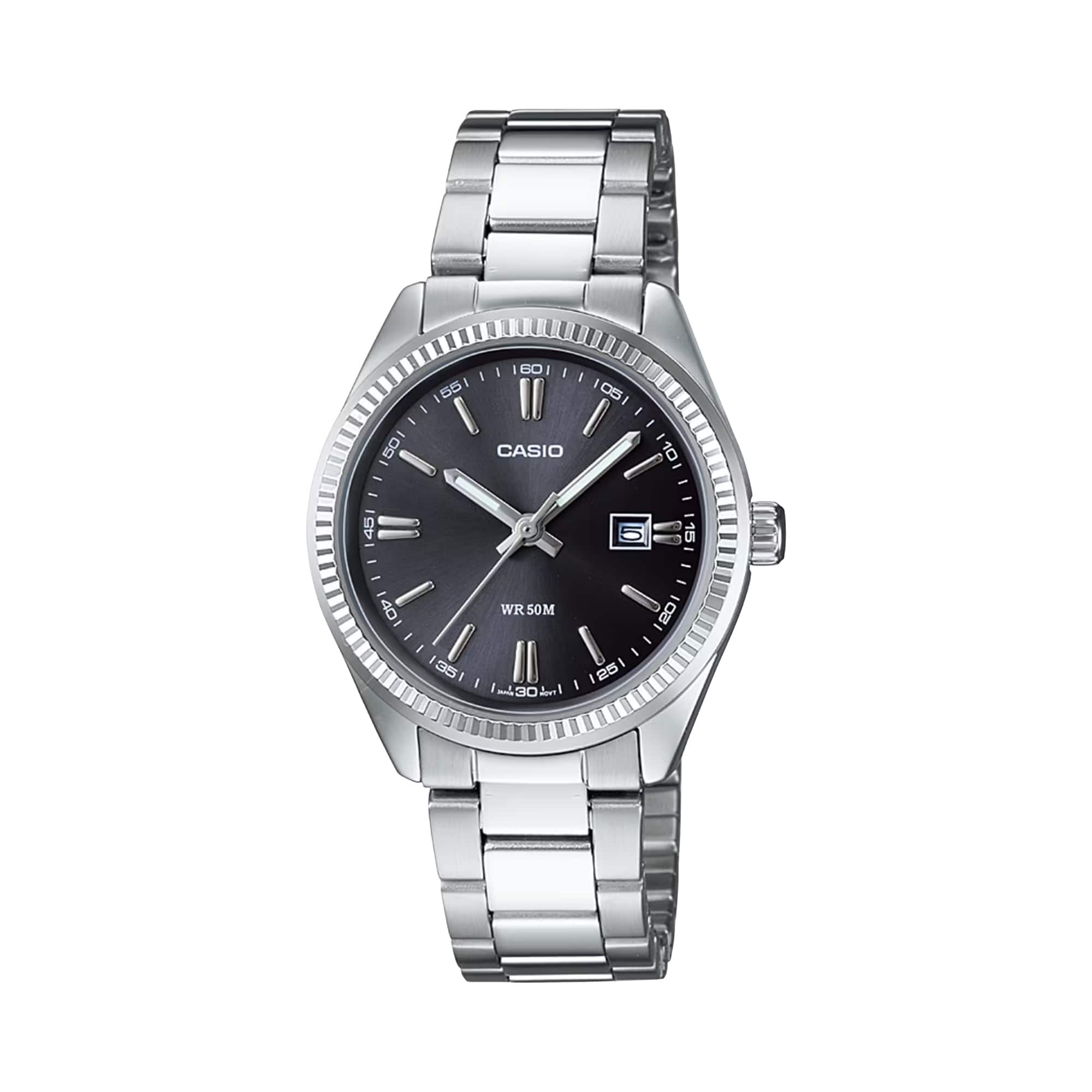 Casio - Women’s Classic Stainless Steel Black Dial Analog Watch - LTP-1302D-1A1V - Silver price history on PriceWatchPro