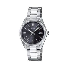 Casio - Women’s Classic Stainless Steel Black Dial Analog Watch - LTP-1302D-1A1V - Silver